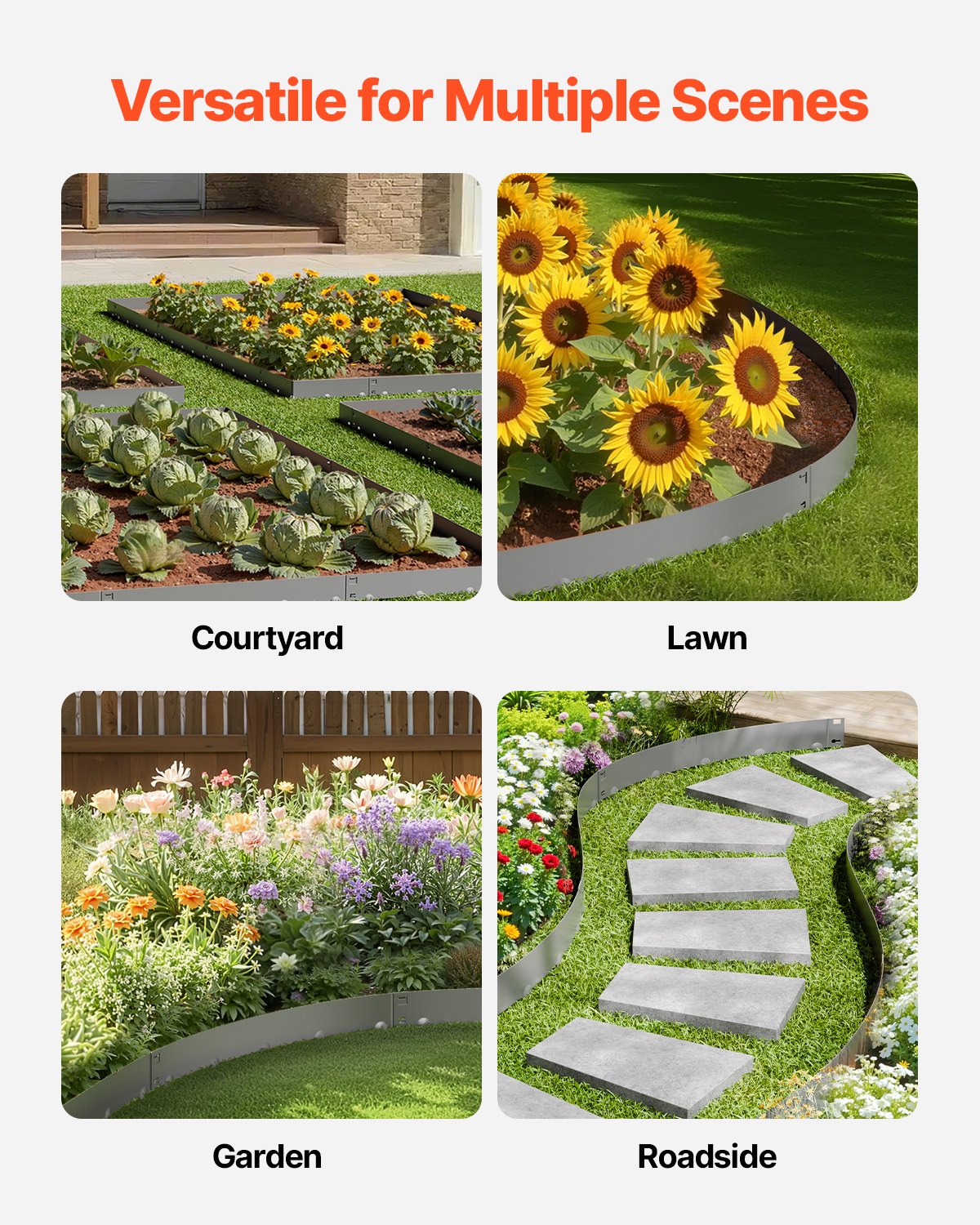 Steel Landscape Edging 5 Pack 990x207mm Rust-Resistant Bendable Heavy-Duty