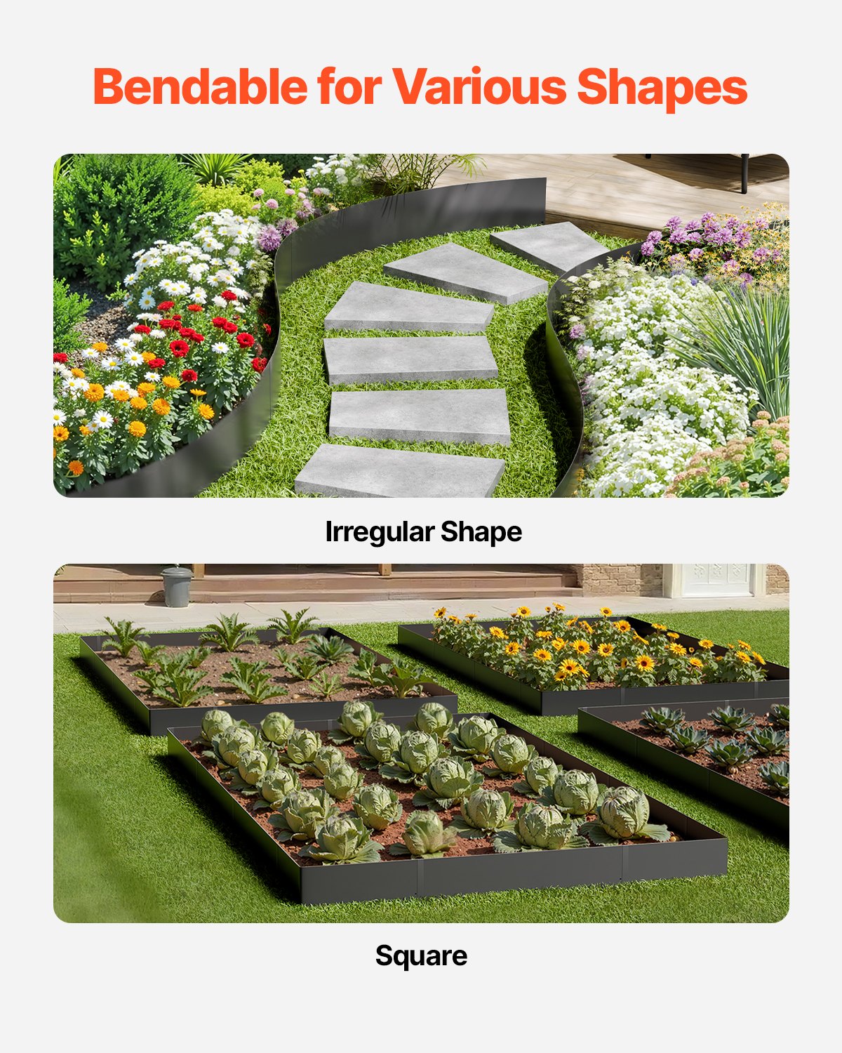 Steel Landscape Edging 6 Pack 1016x203mm Rust-Resistant Bendable Heavy-Duty