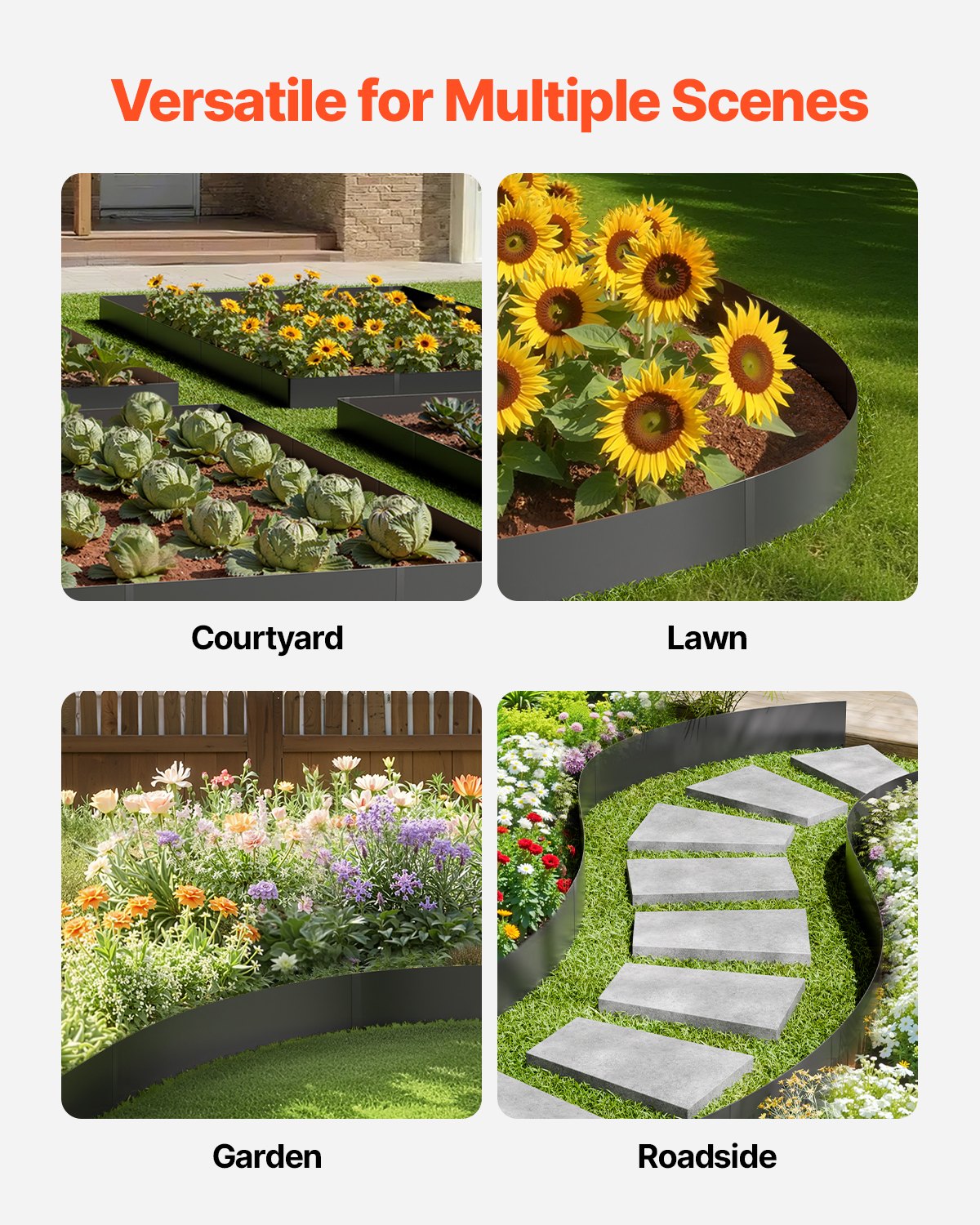 Steel Landscape Edging 6 Pack 1016x203mm Rust-Resistant Bendable Heavy-Duty