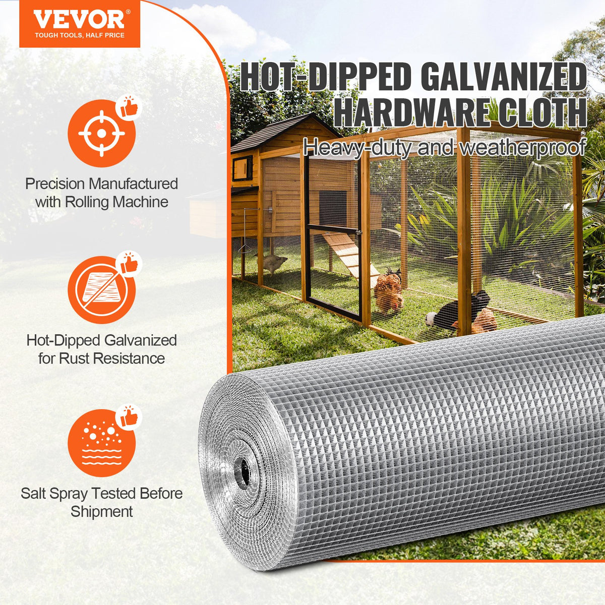 Hardware Cloth 1/4 in 36 in x 100 ft 23 Gauge Galvanized Wire Mesh Roll