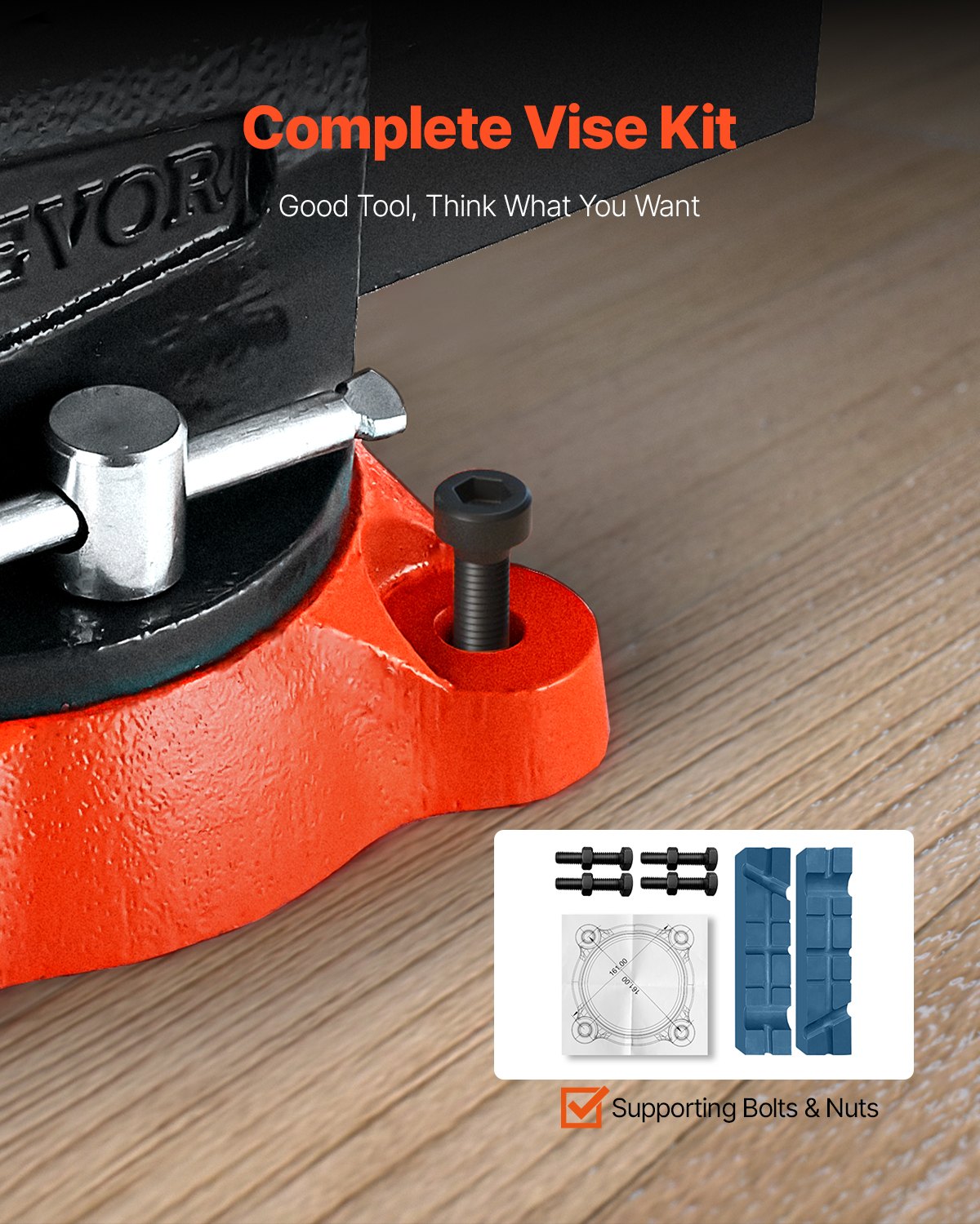 Bench Vise 140mm Jaw Width Two Way Jaws 360° Swivel Base