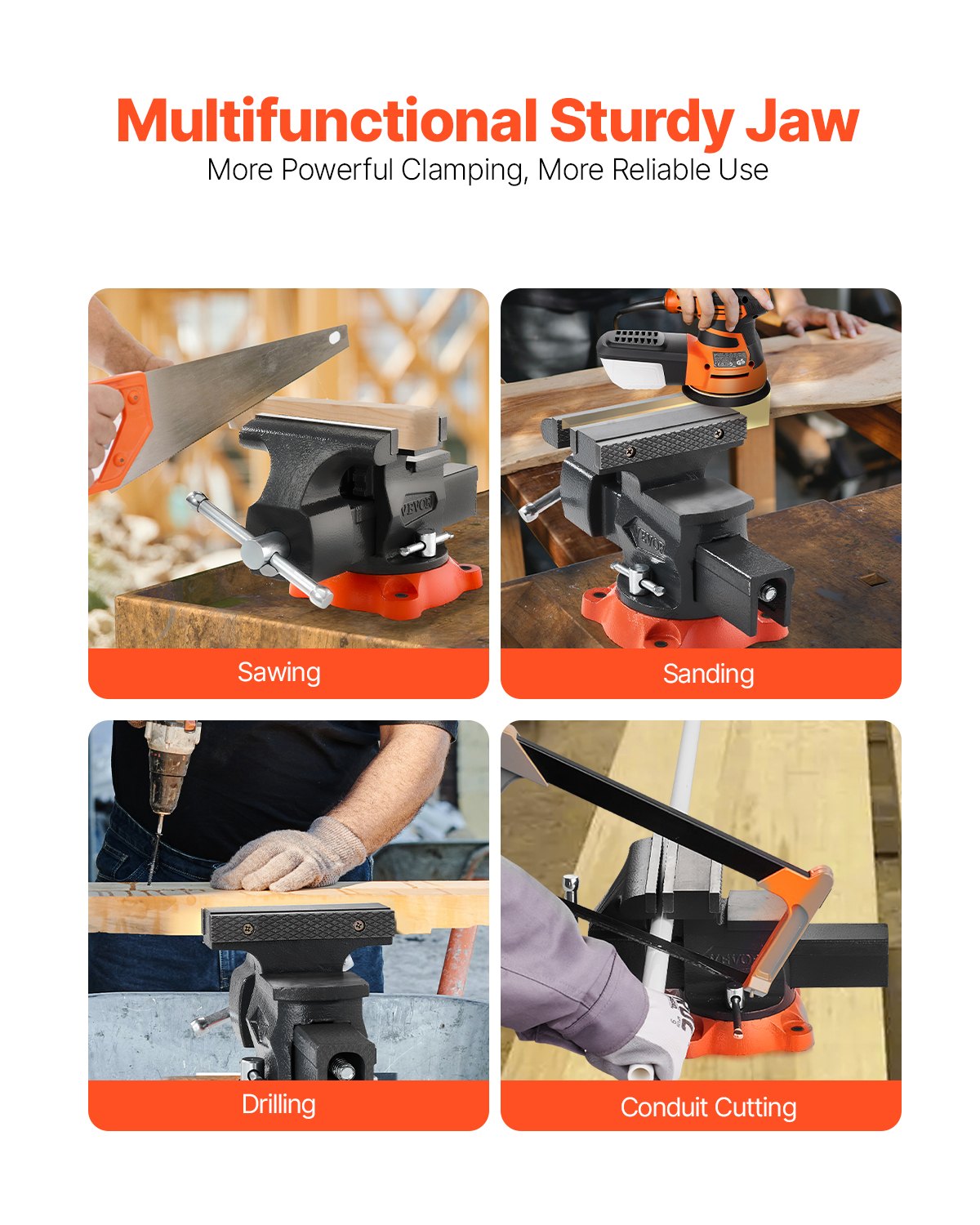 Bench Vise 140mm Jaw Width Two Way Jaws 360° Swivel Base