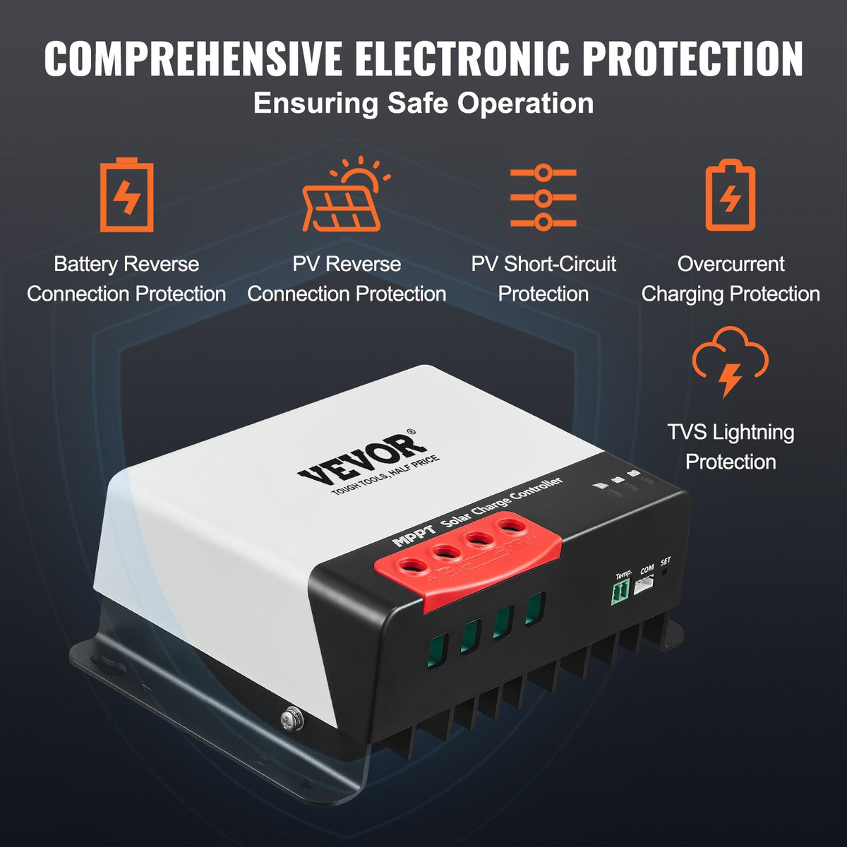50A MPPT Solar Charge Controller Auto DC Input Regulator Charger with Bluetooth