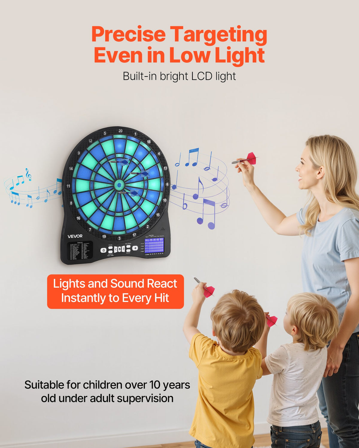 Electronic Dart Board LED Target with 48 Games, 500+ Variations, 6 Darts & LCD