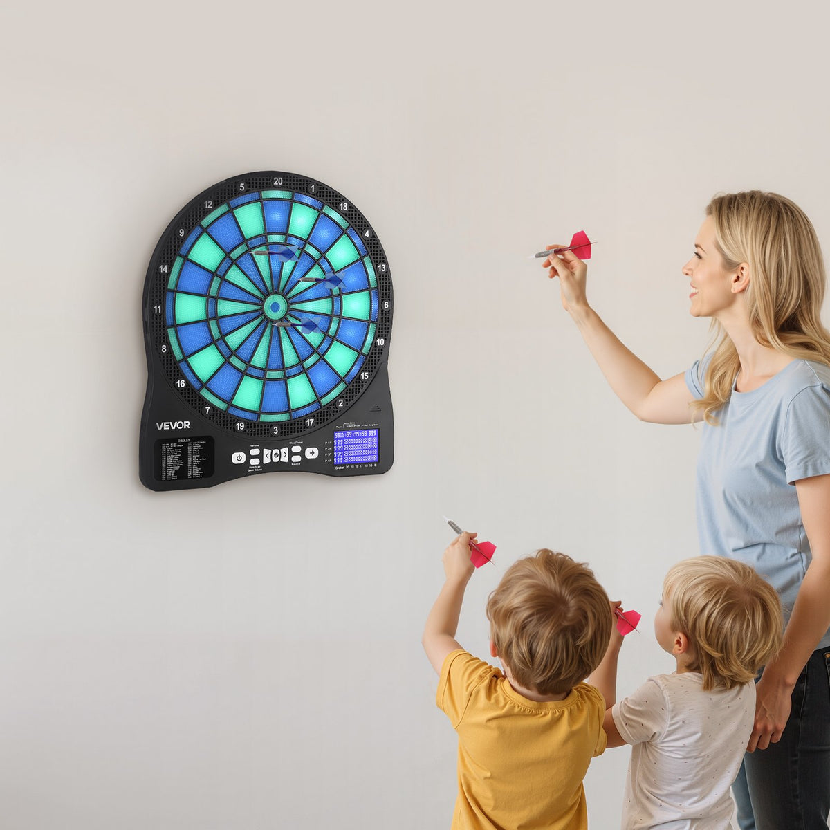 Electronic Dart Board LED Target with 48 Games, 500+ Variations, 6 Darts & LCD