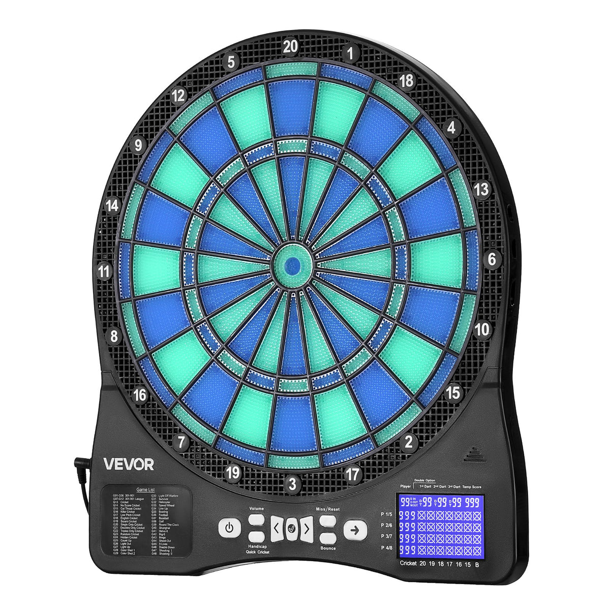 Electronic Dart Board LED Target with 48 Games, 500+ Variations, 6 Darts & LCD