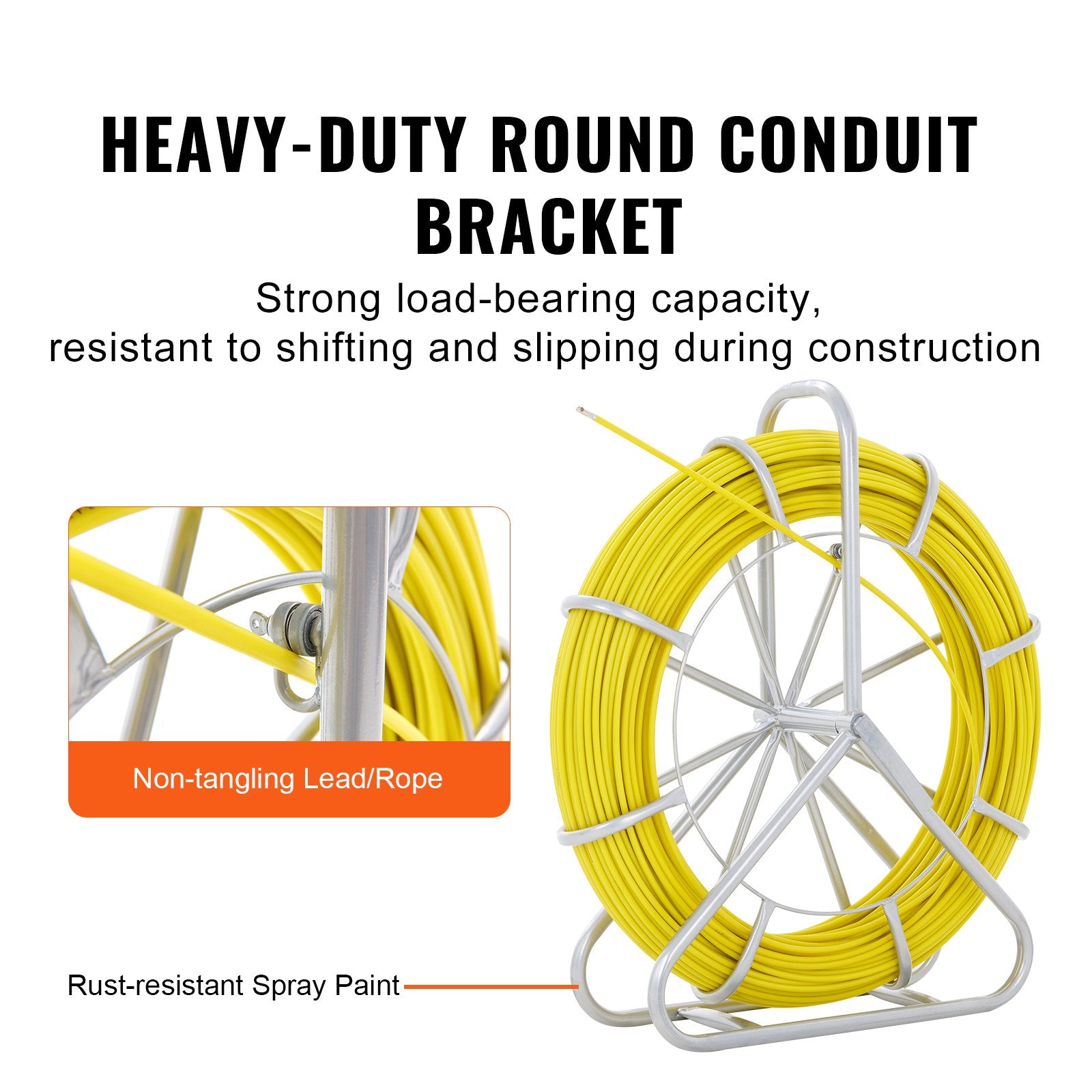 Fish Tape Fiberglass 150m Duct Rodder Wire Puller Steel Reel 3 Heads