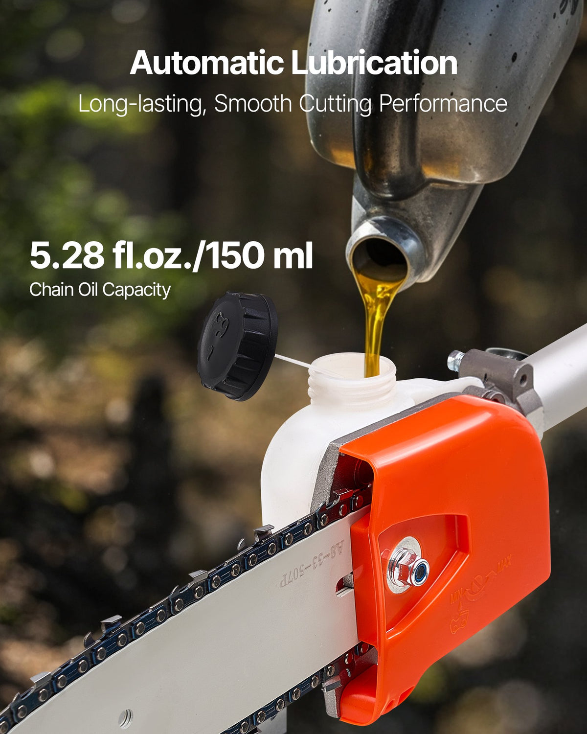 Gas Pole Saw 33CC 2-Stroke with 20.3cm Bar 2-3.5m Extendable Chainsaw