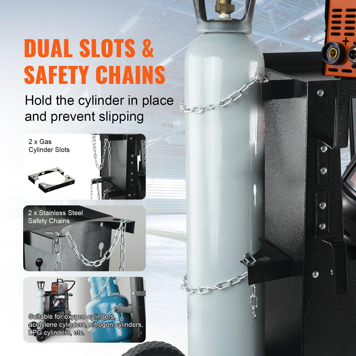 Welding Cart 2-Tier Heavy-Duty Lockable Cabinet 265LBS Capacity Swivel Wheels