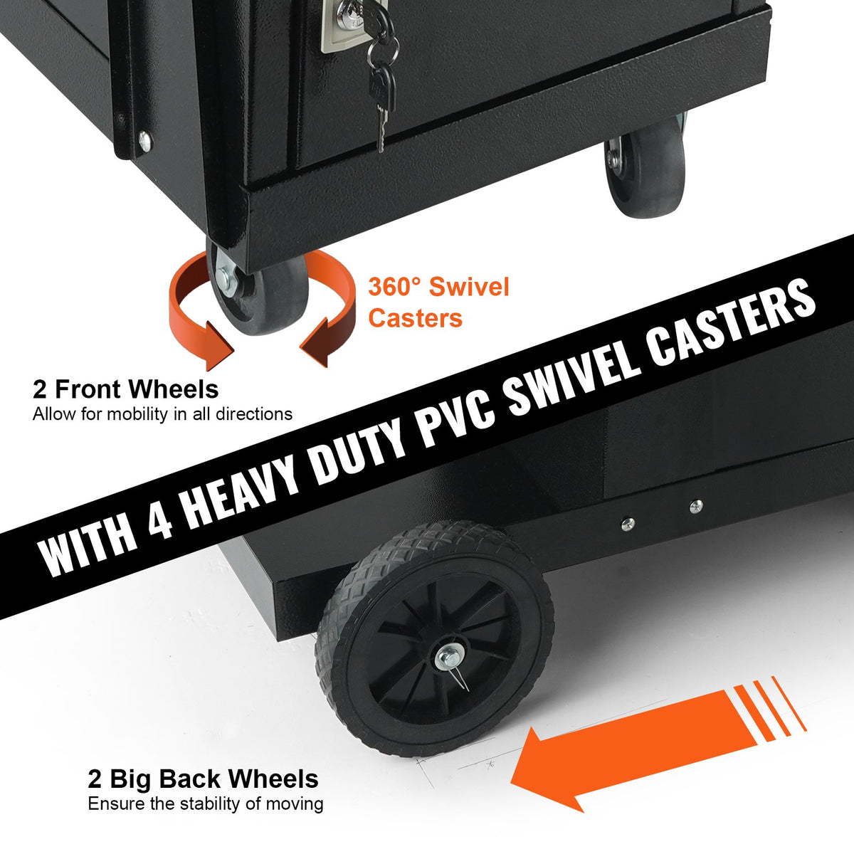 Welding Cart 2-Tier Heavy-Duty Lockable Cabinet 265LBS Capacity Swivel Wheels