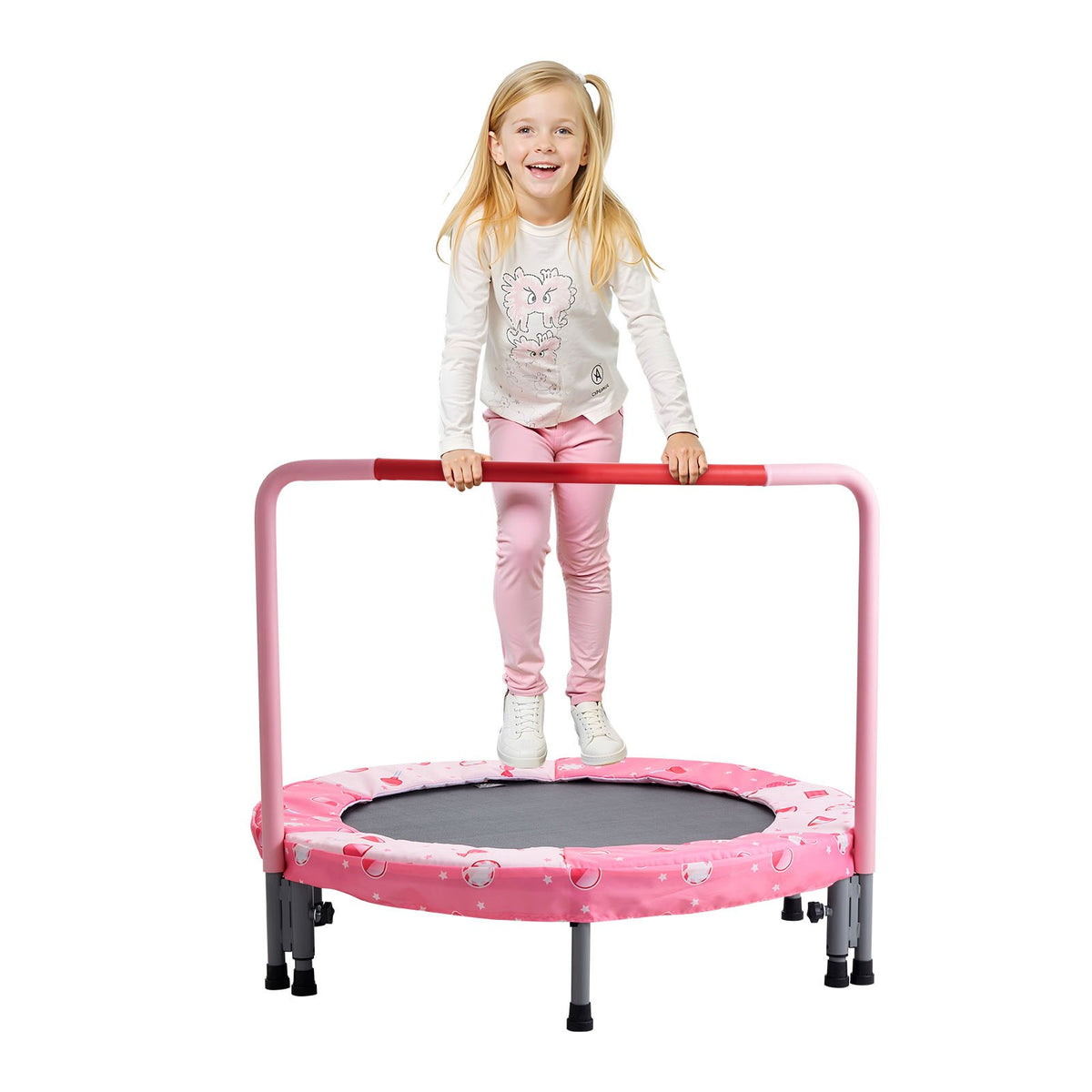 36" Kids Trampoline 3FT Foldable Indoor Outdoor Mini Trampoline with Handle Red
