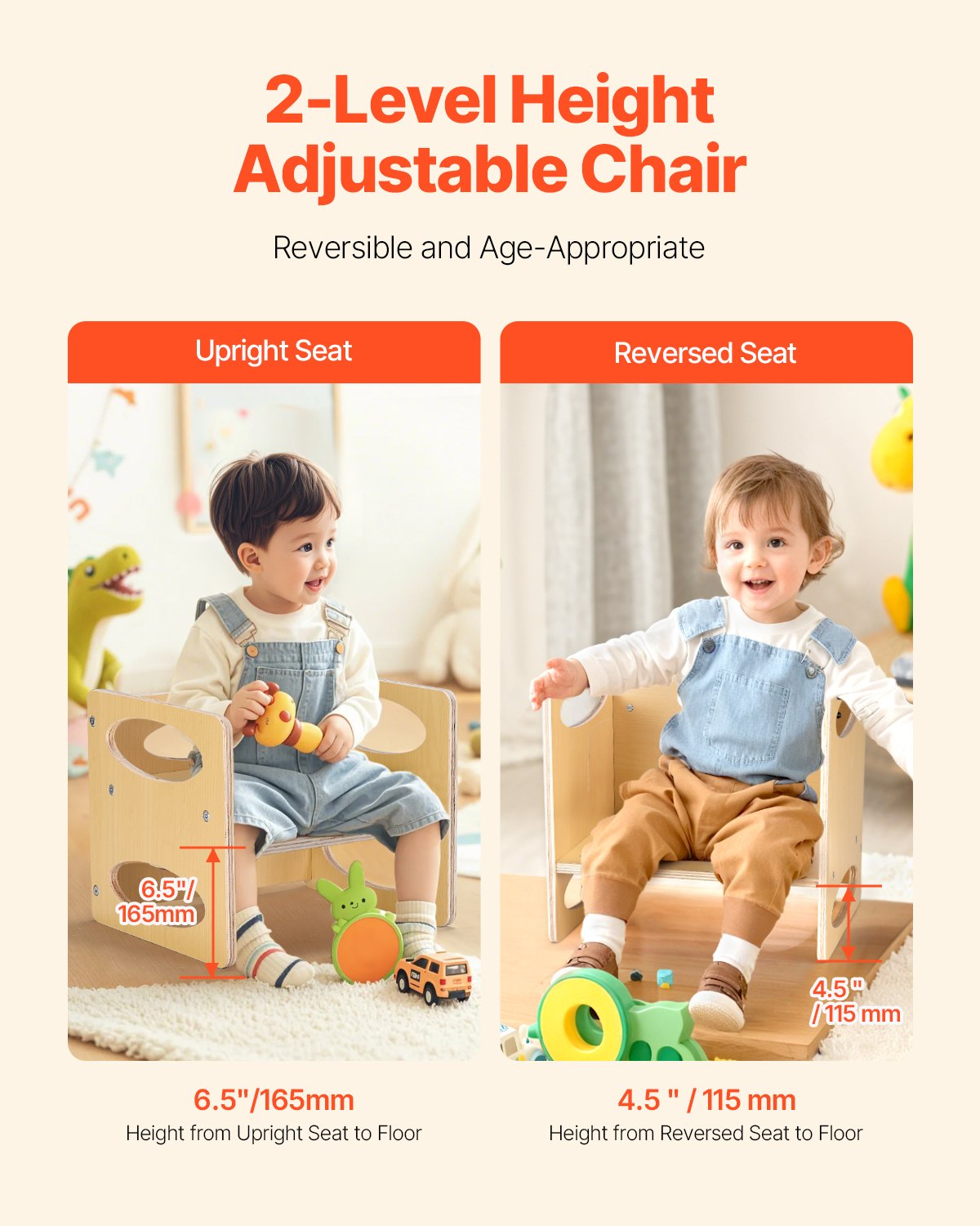 Montessori Weaning Table and Chair Set Wooden Adjustable Height Kids Natural