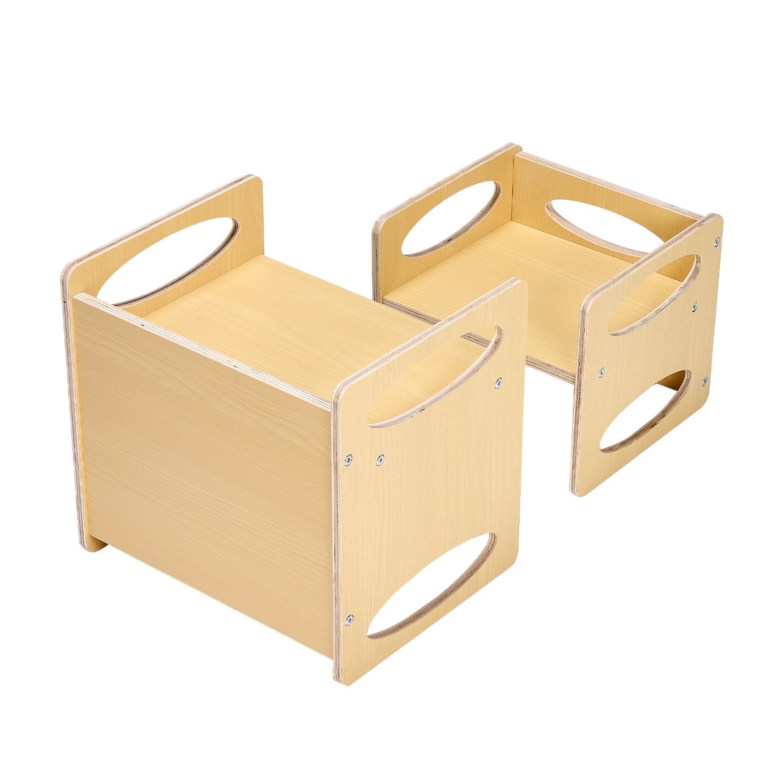 Montessori Weaning Table and Chair Set Wooden Adjustable Height Kids Natural
