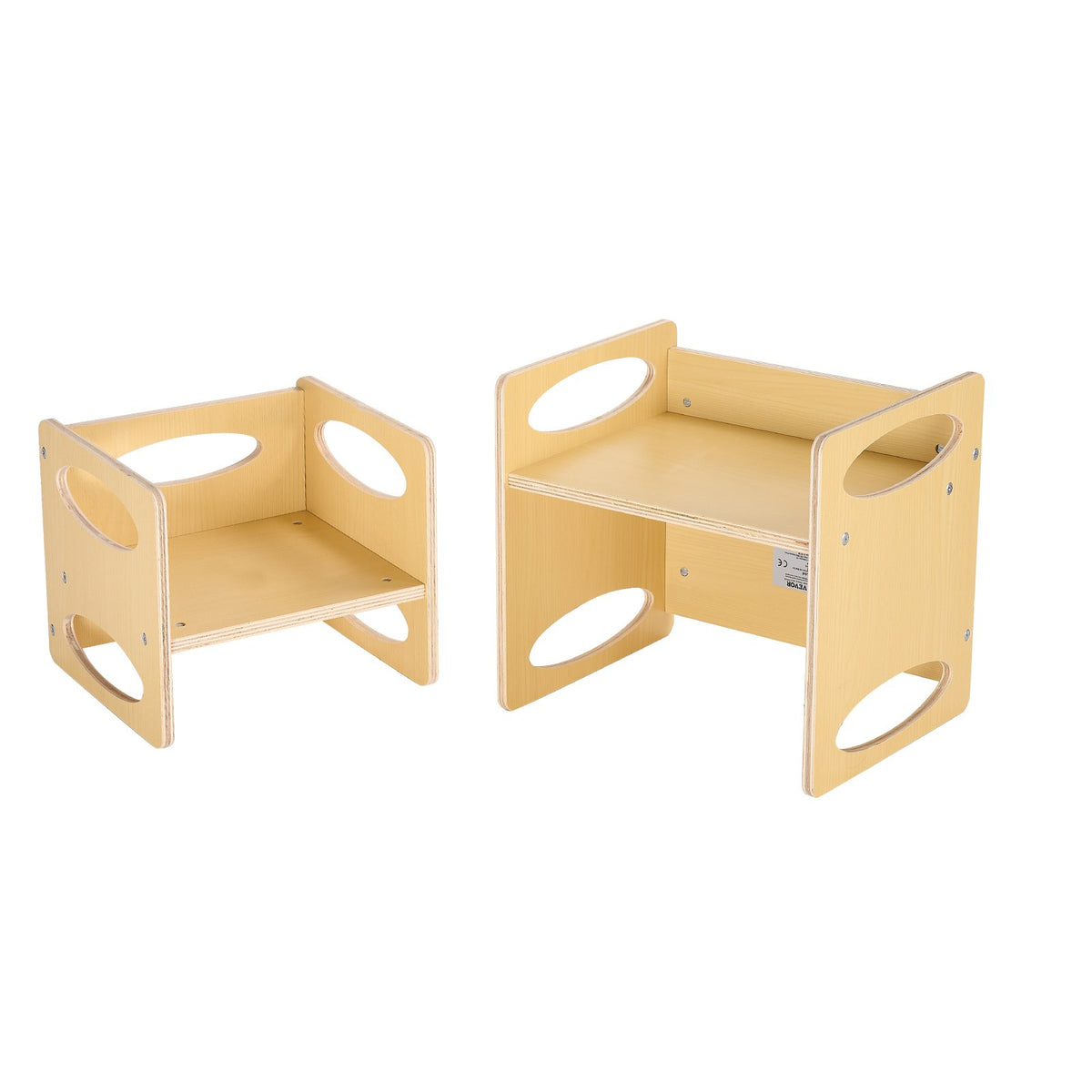 Montessori Weaning Table and Chair Set Wooden Adjustable Height Kids Natural