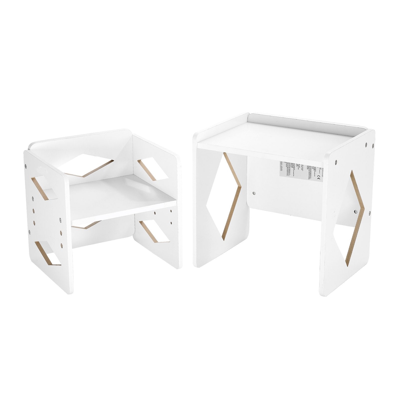 Montessori Weaning Table Chair Set Wooden Adjustable Height Kids 1-5 White