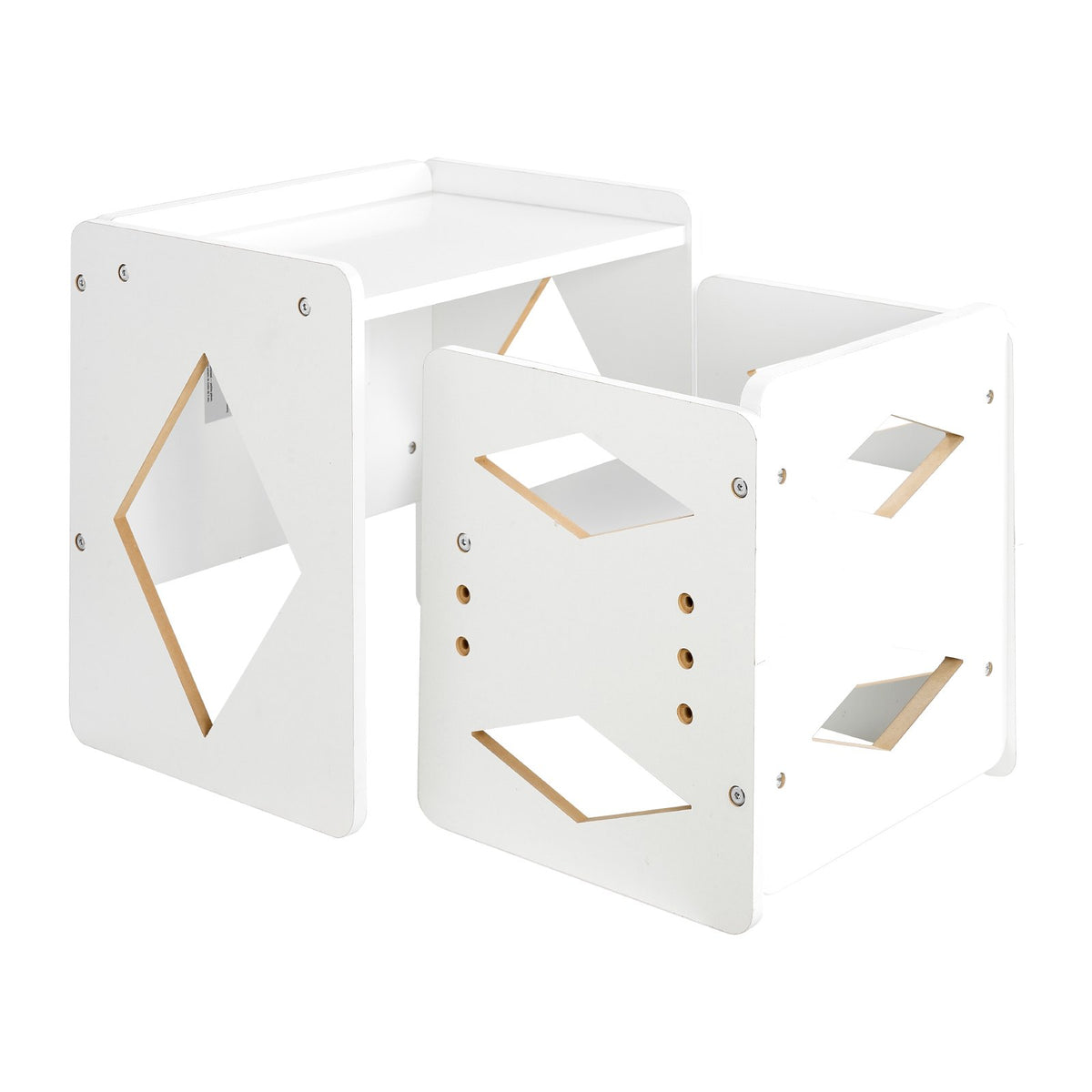 Montessori Weaning Table Chair Set Wooden Adjustable Height Kids 1-5 White