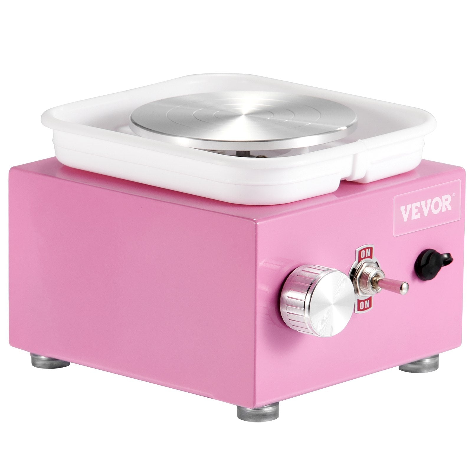 Mini Pottery Wheel 0-320RPM Adjustable, 2 Turntables with 18 Accessories, Pink