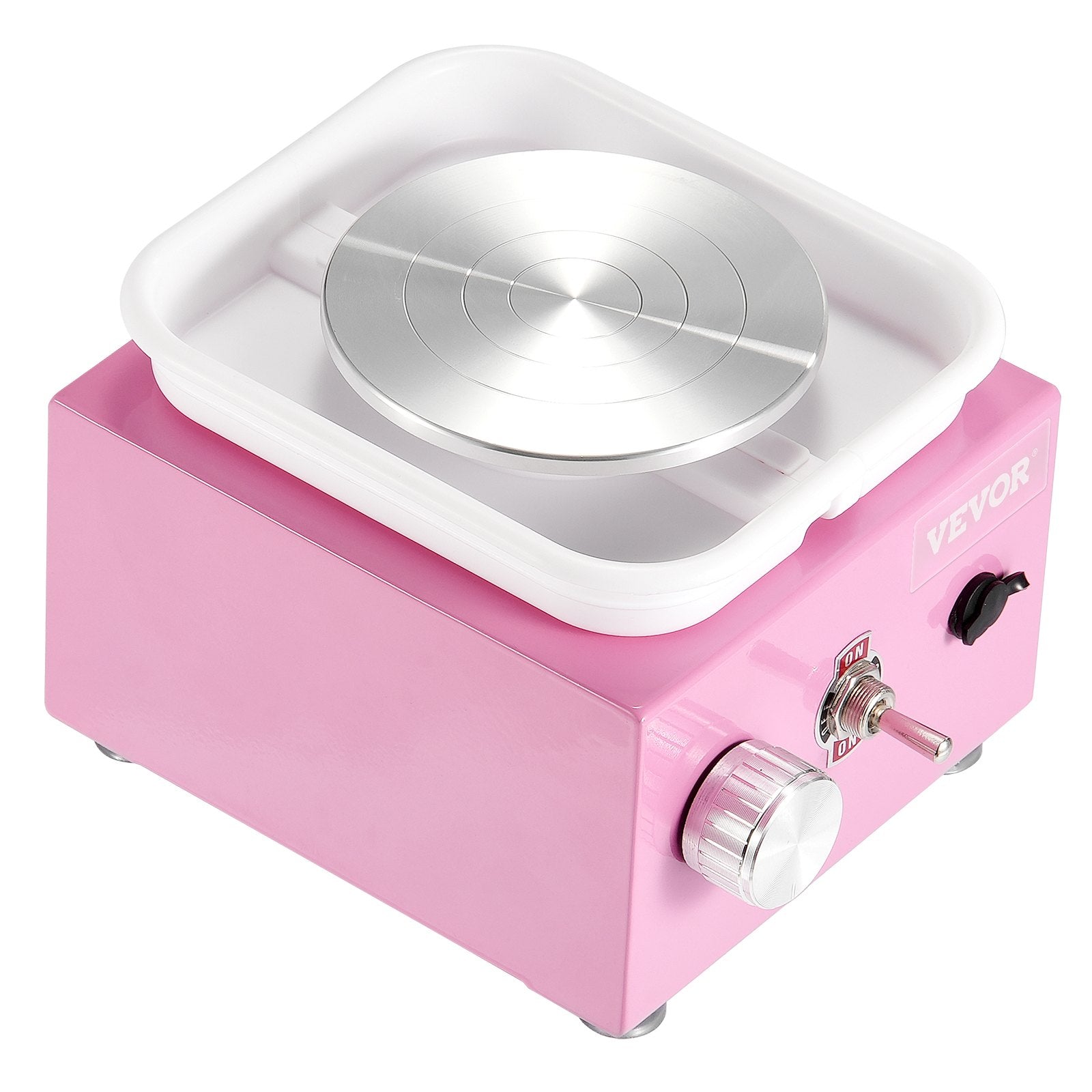 Mini Pottery Wheel 0-320RPM Adjustable, 2 Turntables with 18 Accessories, Pink