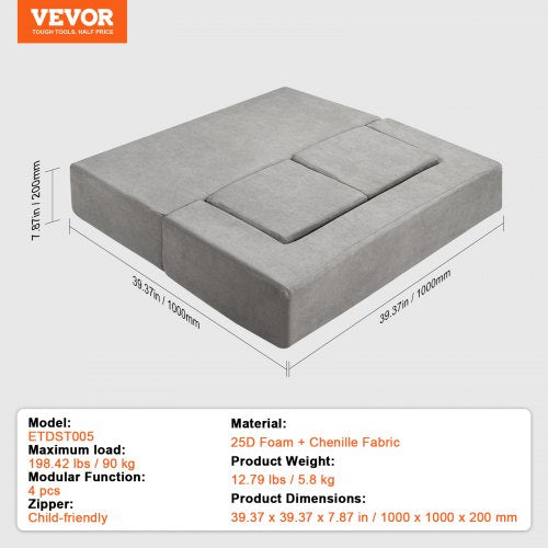 VEVOR 4Pcs Kids Couch Modular Sofa Bed Sectional Playroom Furniture