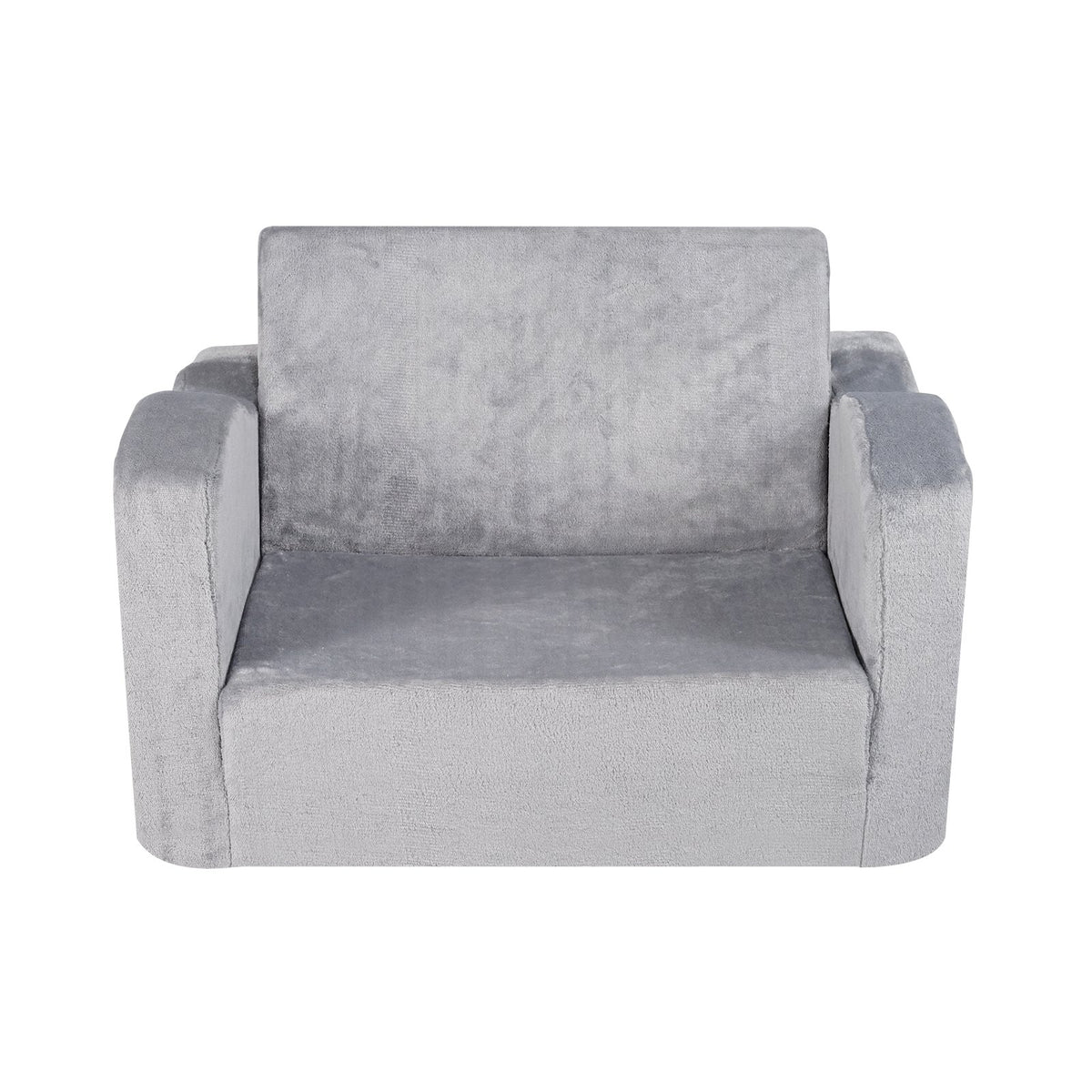 Kids Couch 2-in-1 Toddler Sofa Bed, Convertible Fold Out Chair Lounger Grey