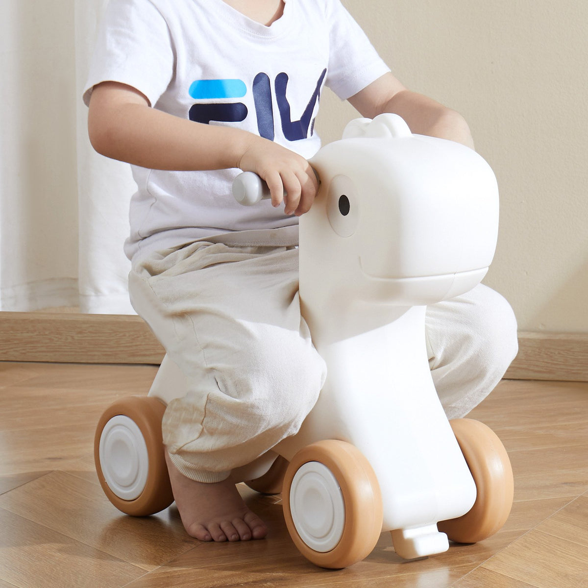 3 in 1 Rocking Horse Toddlers 1-3 Det Board 4 Wheels 80lbs HDPE Ride Toy 40° Red
