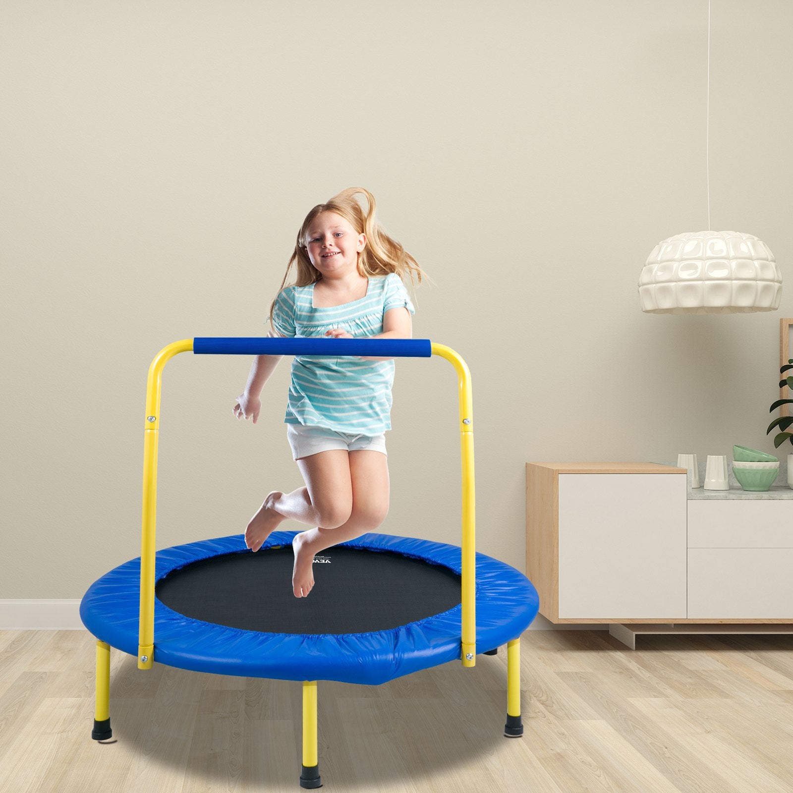 3FT Kids Trampoline 92cm Indoor/Outdoor Foldable Mini Trampoline with Foam H&le
