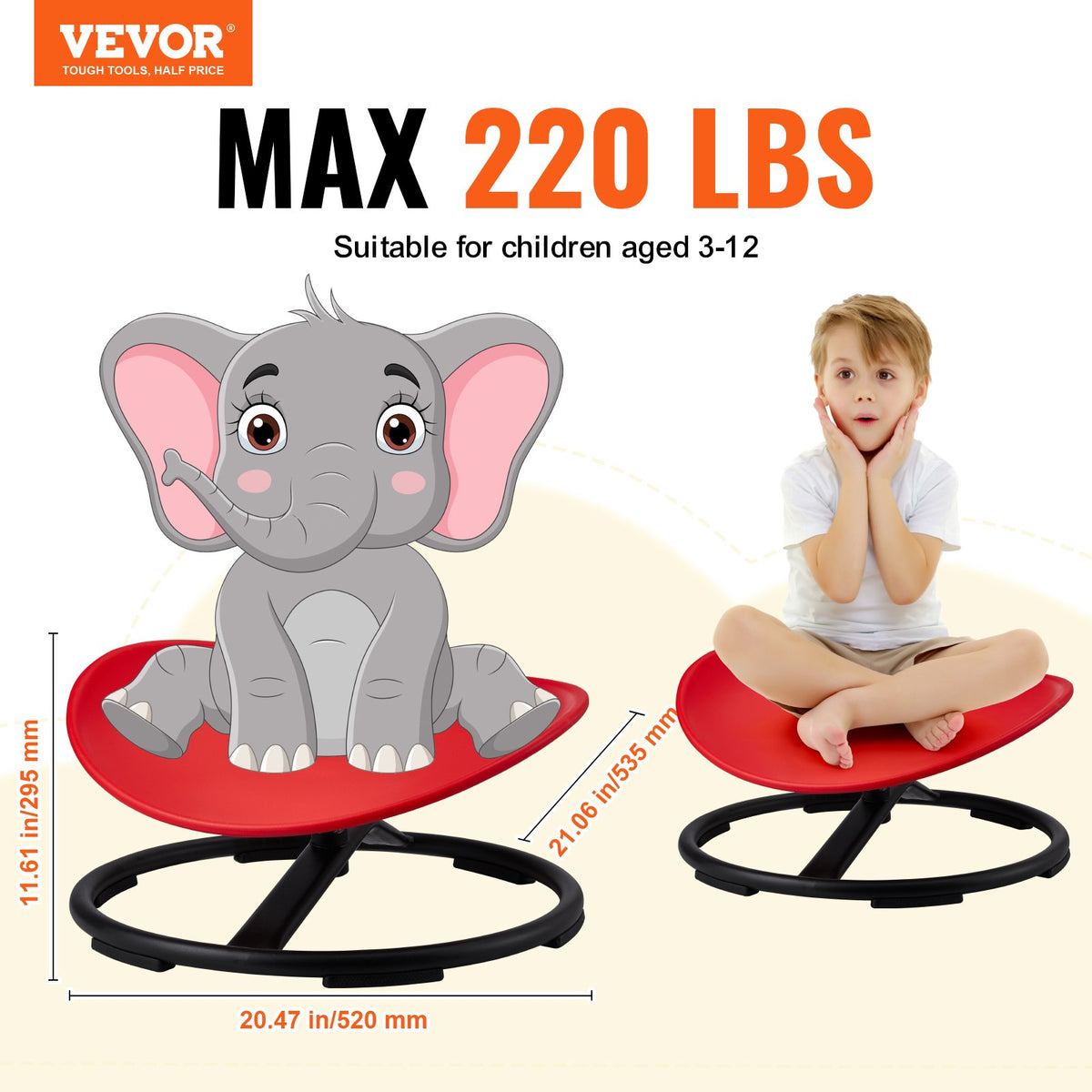 Kids Swivel Chair 220LBS Sensory Spinning Chair for Autistic Kids Red
