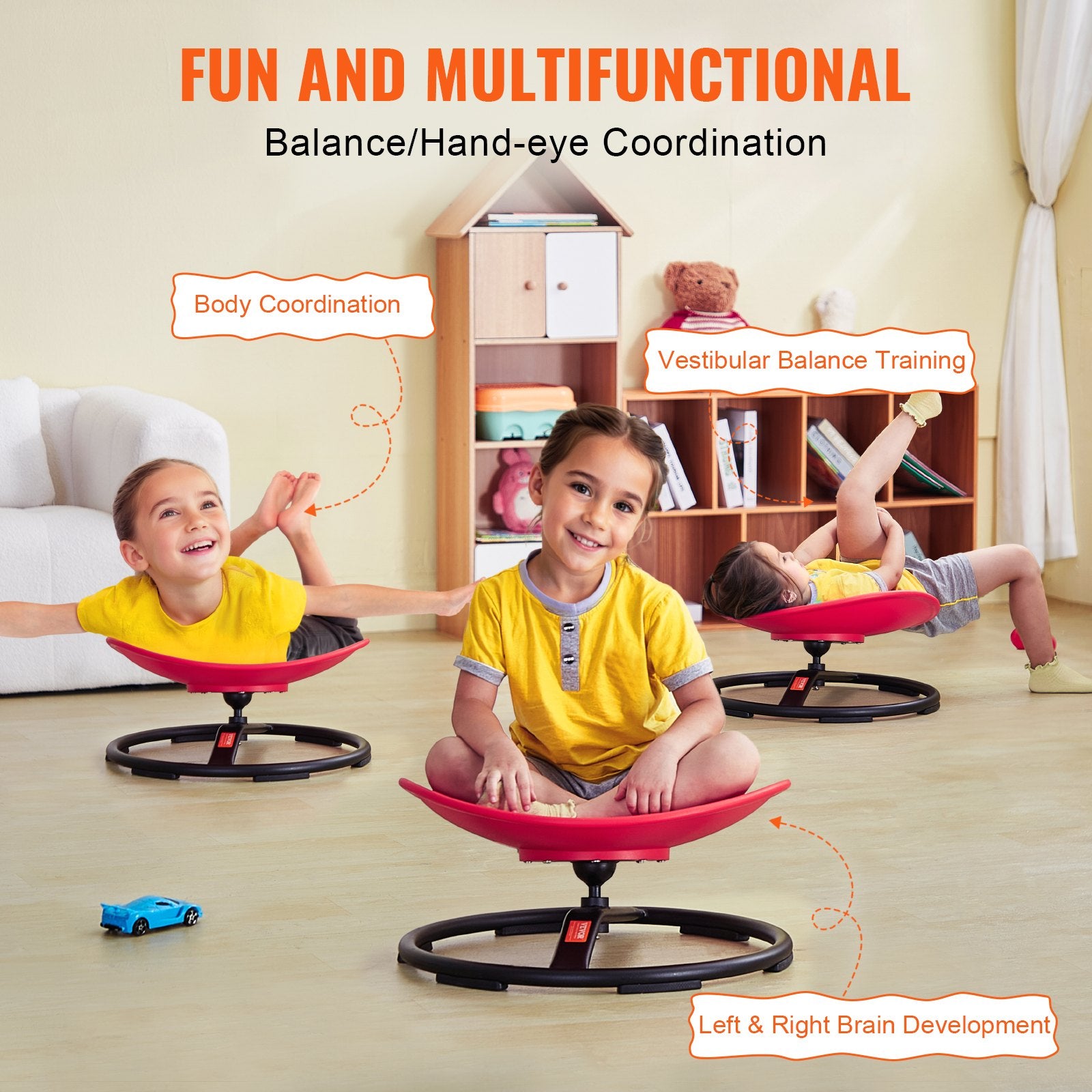 Kids Swivel Chair 220LBS Sensory Spinning Chair for Autistic Kids Red