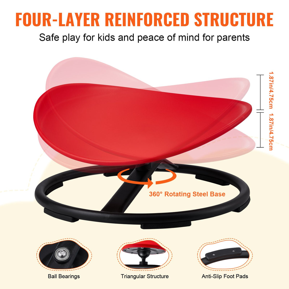Kids Swivel Chair 220LBS Sensory Spinning Chair for Autistic Kids Red