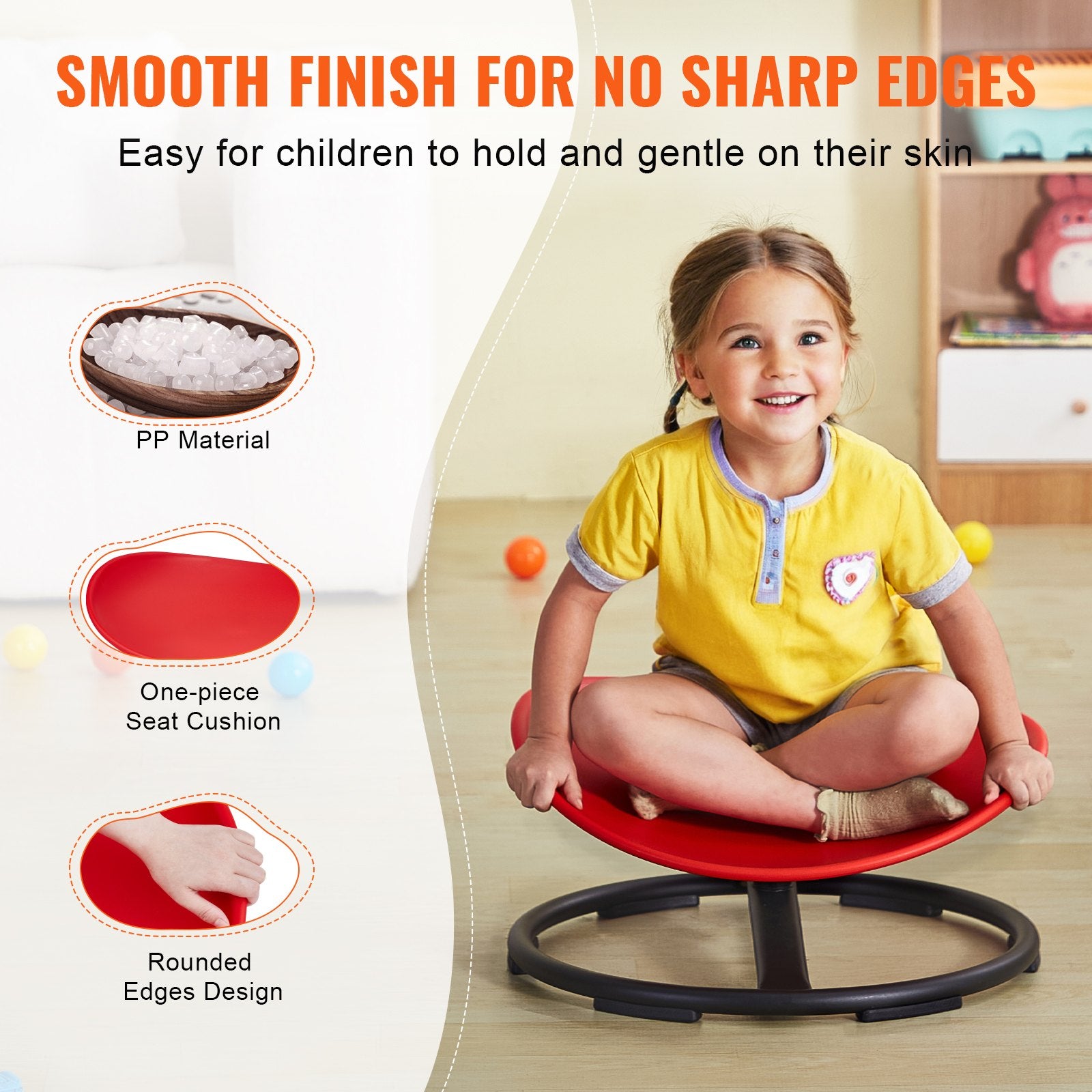 Kids Swivel Chair 220LBS Sensory Spinning Chair for Autistic Kids Red