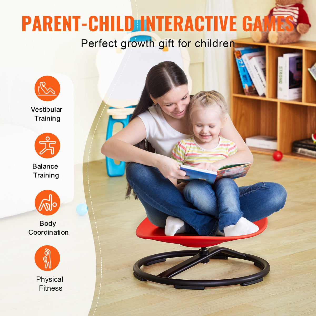 Kids Swivel Chair 220LBS Sensory Spinning Chair for Autistic Kids Red