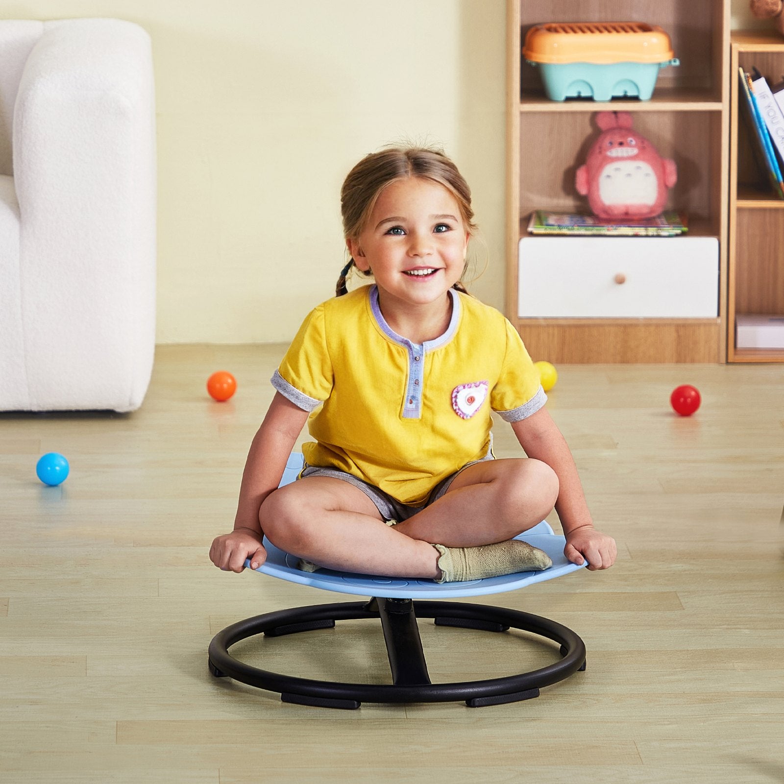 Elephant Kids Swivel Chair 360° Spinning, Toddler Sensory Sit and Spin Blue