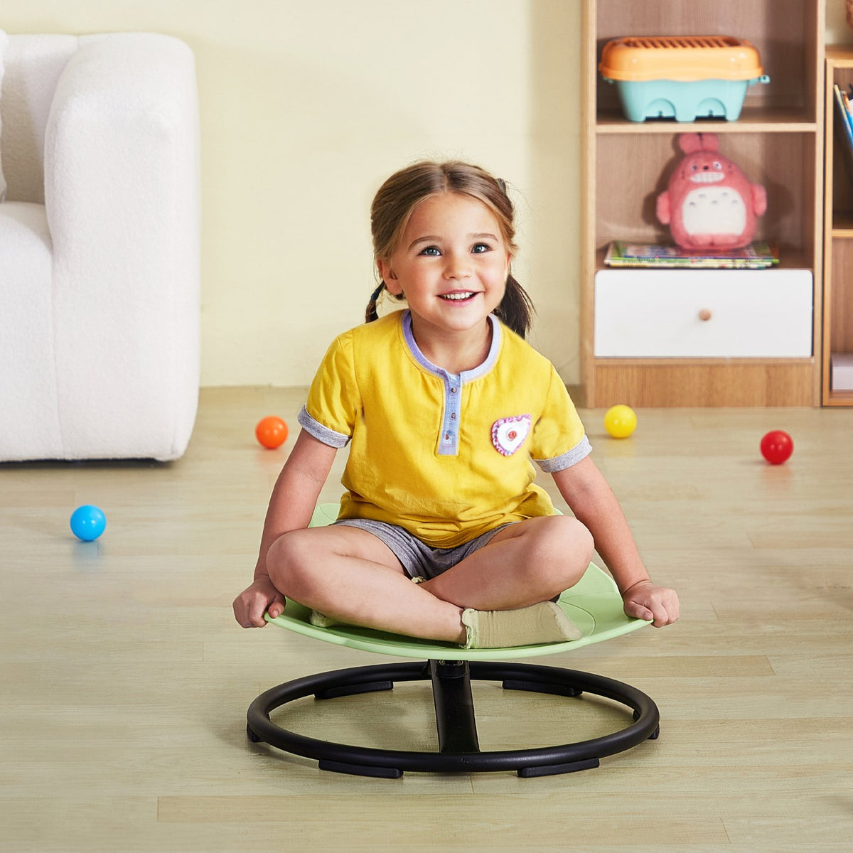 Elephant Kids Swivel Chair 360° Spinning, Toddler Sensory Sit and Spin Green