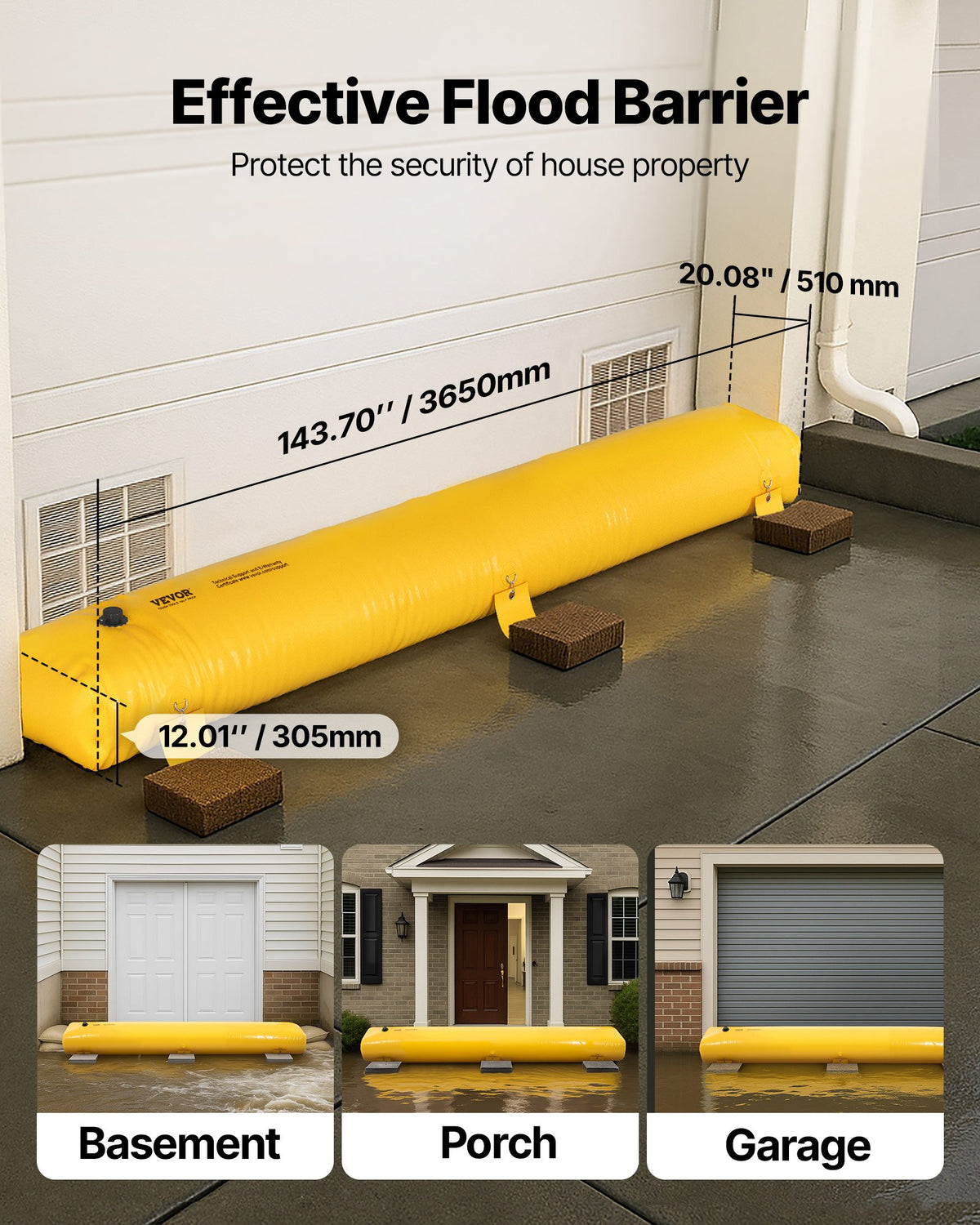 Flood Barrier Hydro Barrier 12' Length x 12" Height Water Diversion