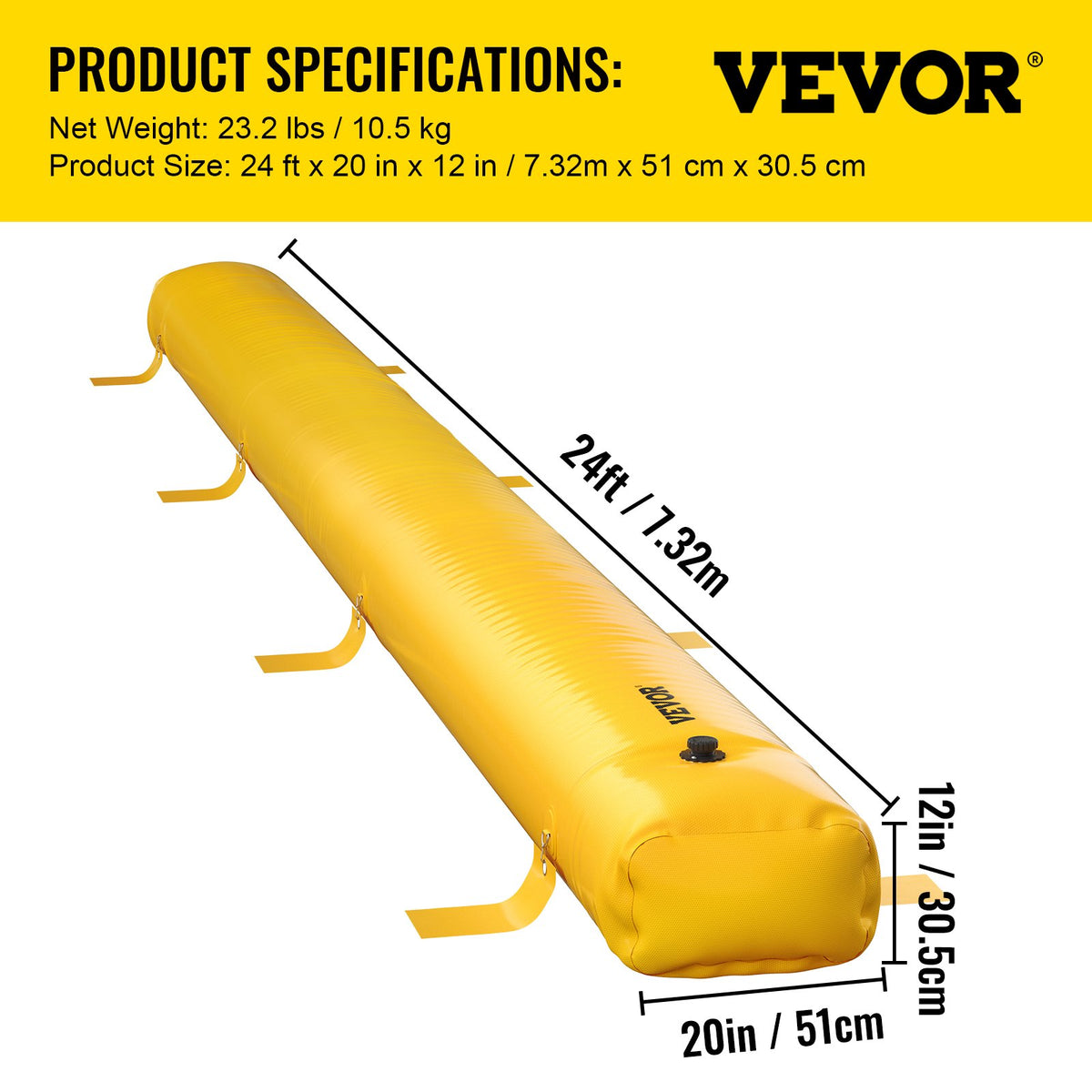 Flood Barrier Hydro Barrier 24' Length x 12" Height Water Diversion