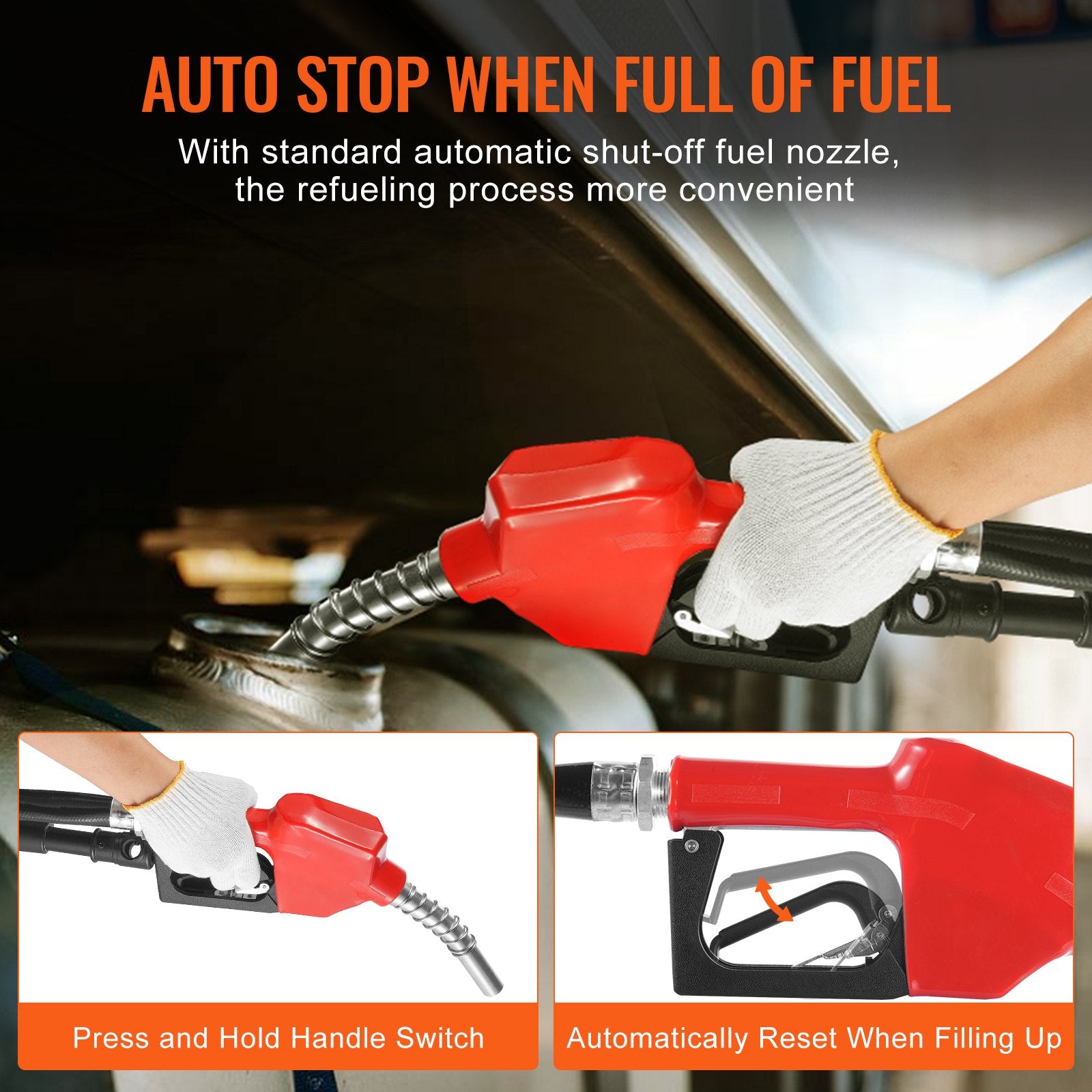 Fuel Transfer Pump 12V DC 15 GPM Portable Diesel Gasoline Auto Nozzle