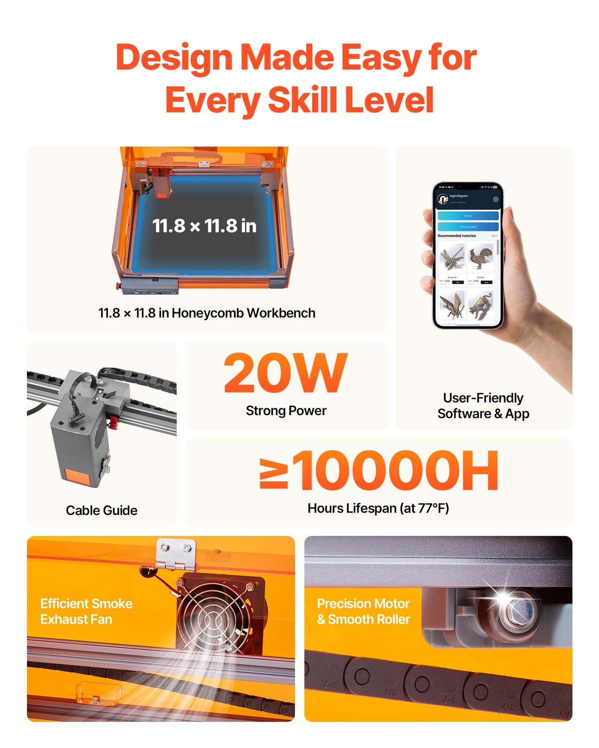 Laser Engraver 20W with Enclosure 300x300mm Cutter Wood Leather Glass