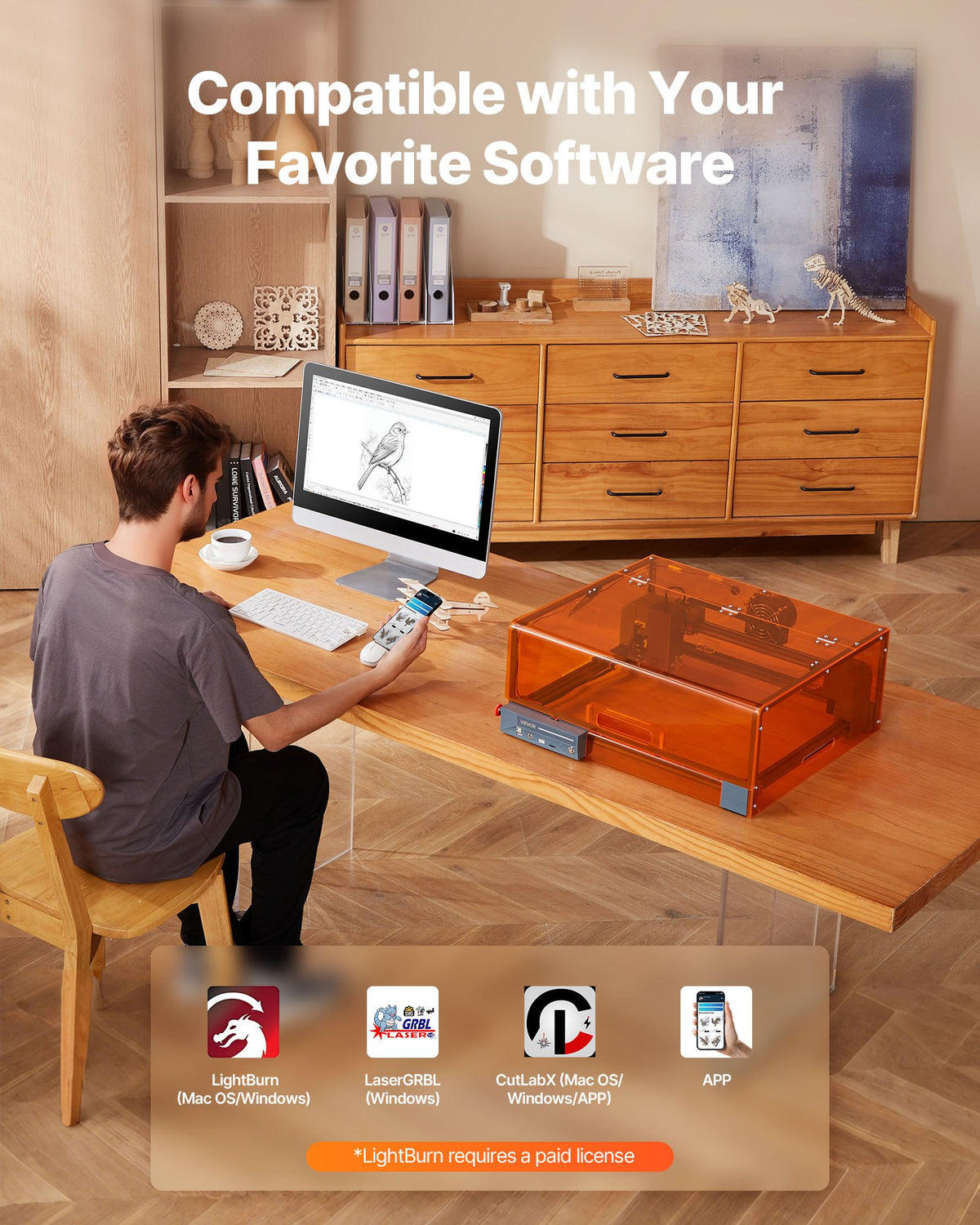 Laser Engraver 20W with Enclosure 300x300mm Cutter Wood Leather Glass