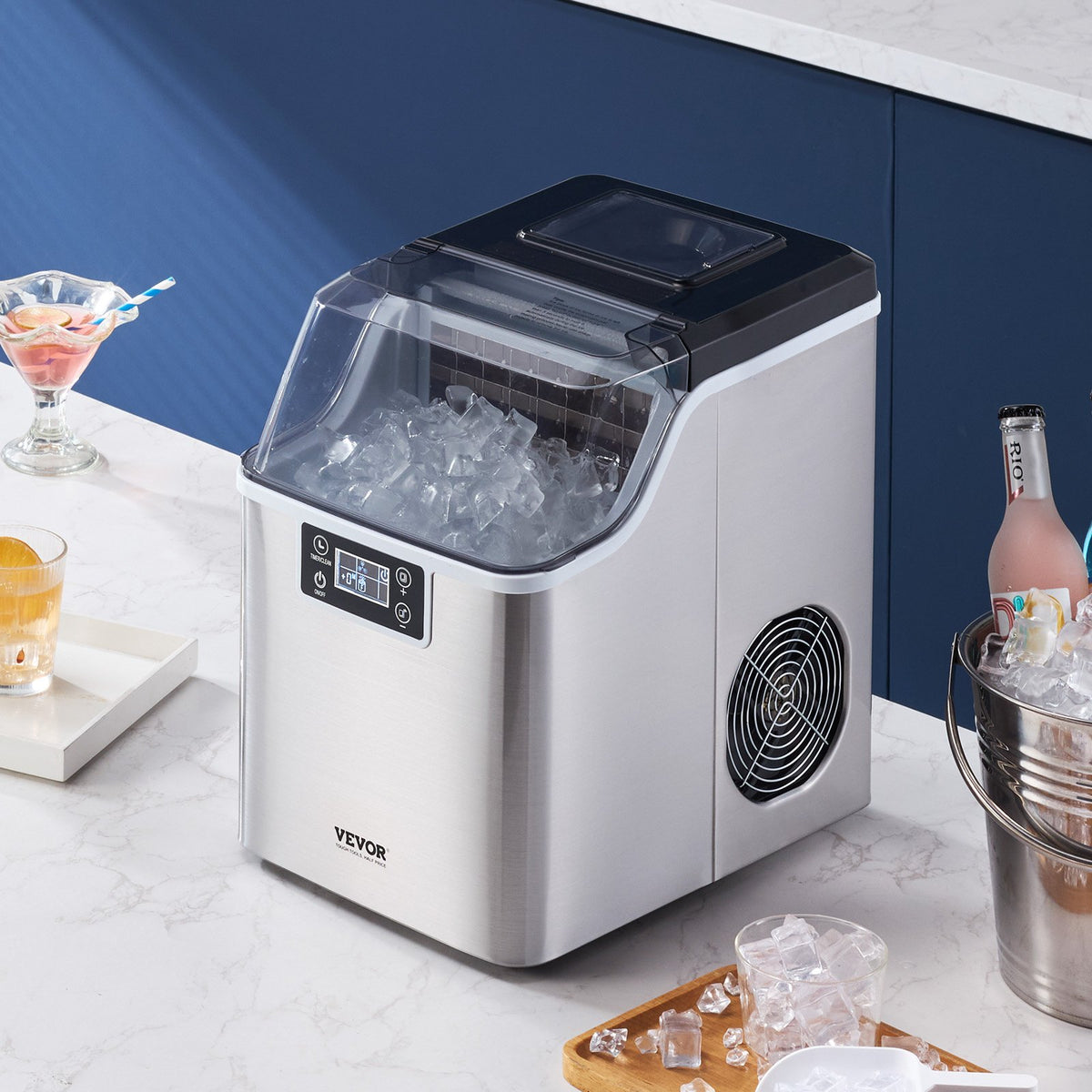 Countertop Ice Maker 45lbs/24H 24-Cube Self-Cleaning Portable Scoop Basket