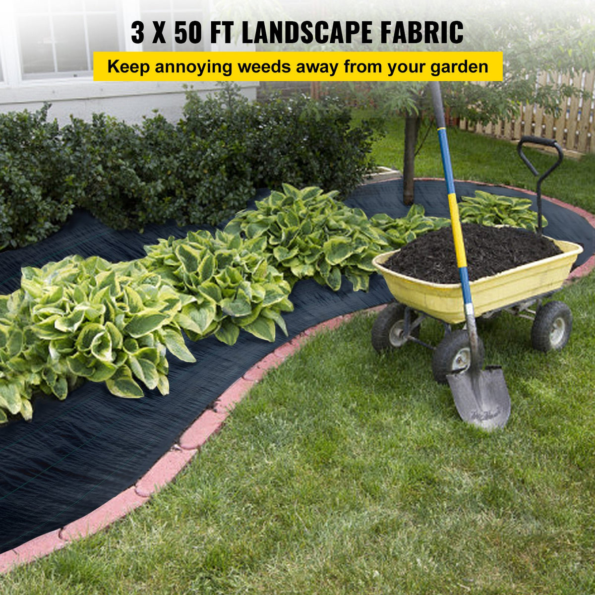 3FT x 50FT Heavy Duty Woven Weed Barrier Fabric High Permeability Ground Cover
