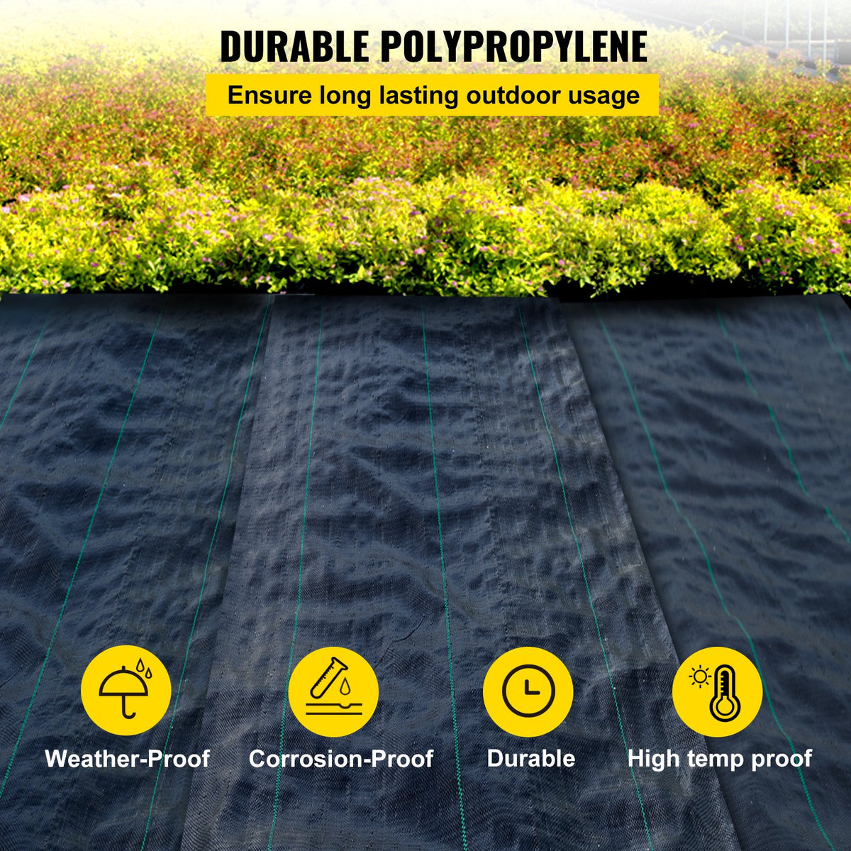 3FT x 50FT Heavy Duty Woven Weed Barrier Fabric High Permeability Ground Cover