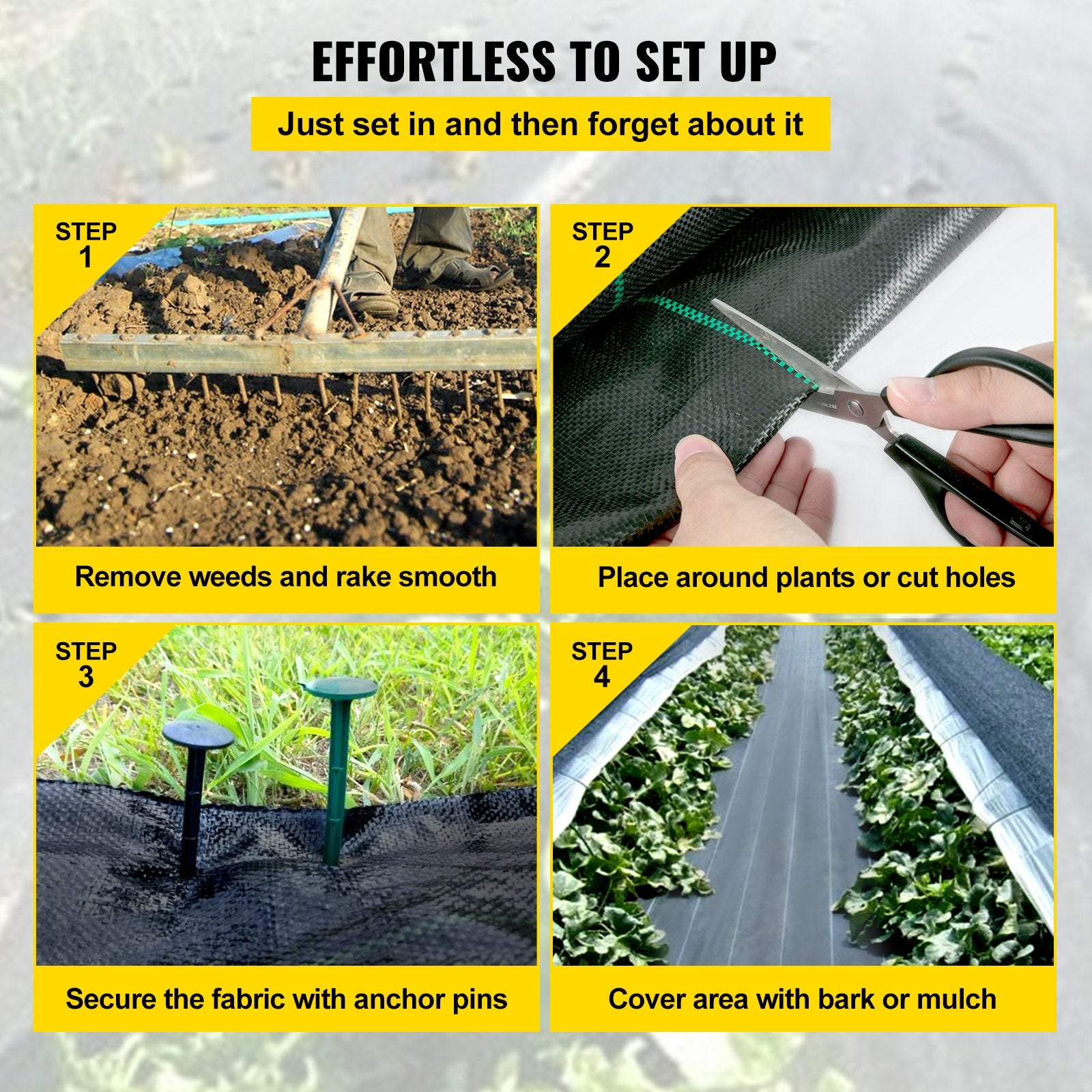 3FT x 50FT Heavy Duty Woven Weed Barrier Fabric High Permeability Ground Cover