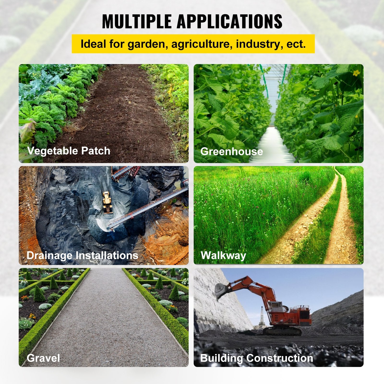 3FT x 50FT Heavy Duty Woven Weed Barrier Fabric High Permeability Ground Cover