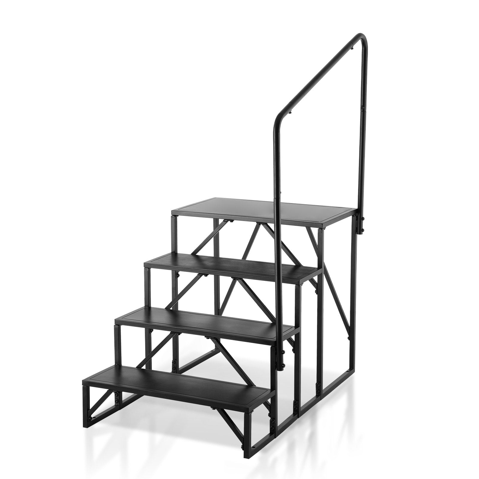 RV Steps 4-Step 199.58kg Carbon Steel Non-Slip w/Handrail for RV Trailer Camper