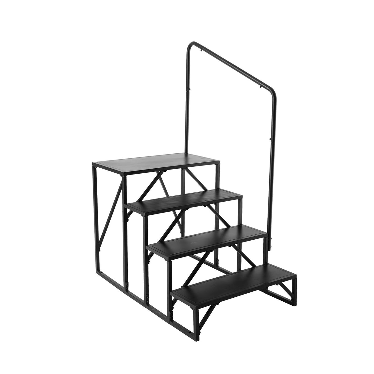 RV Steps 4-Step 199.58kg Carbon Steel Non-Slip w/Handrail for RV Trailer Camper
