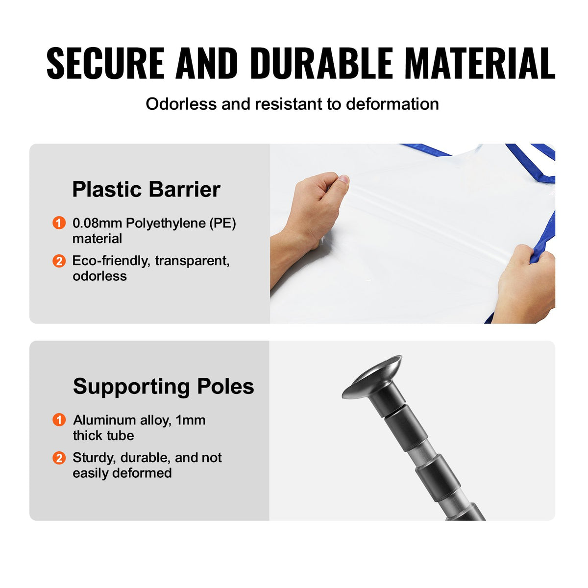 Dust Barrier Poles 12 Ft System with Magnetic Zipper & Plastic Film Kit