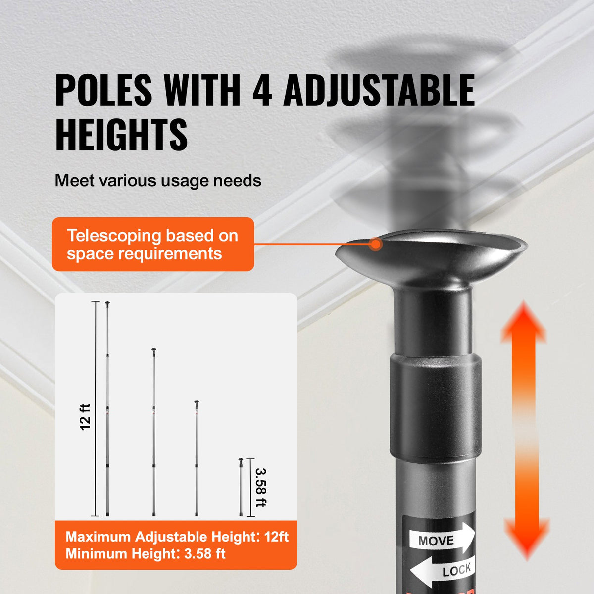 Dust Barrier Poles 12 Ft System with Magnetic Zipper & Plastic Film Kit