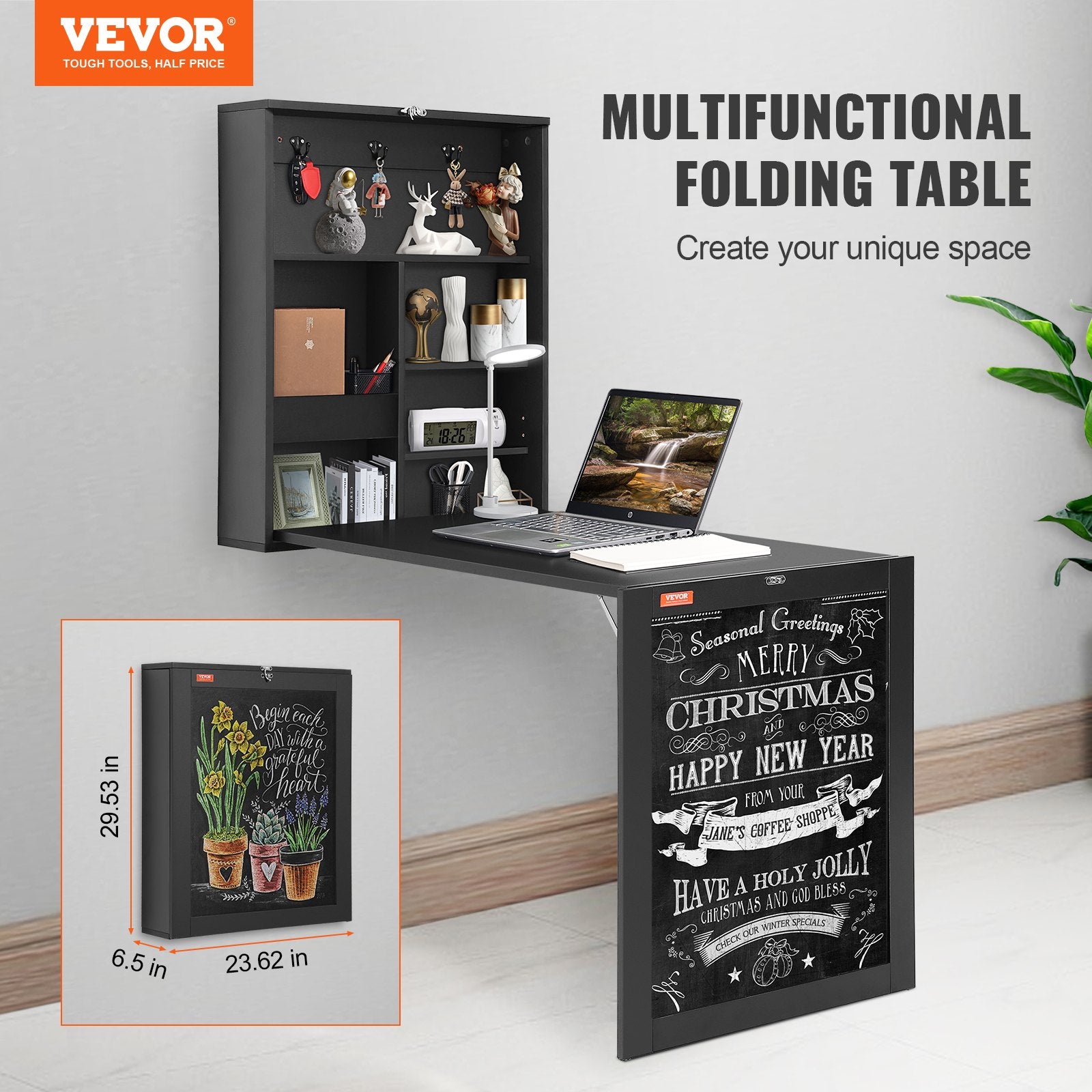 Wall Mounted Folding Desk and Drop Leaf Table for Home Office Storage