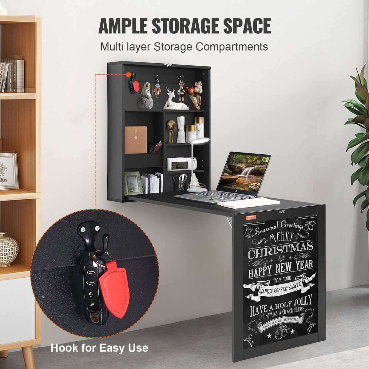Wall Mounted Folding Desk and Drop Leaf Table for Home Office Storage