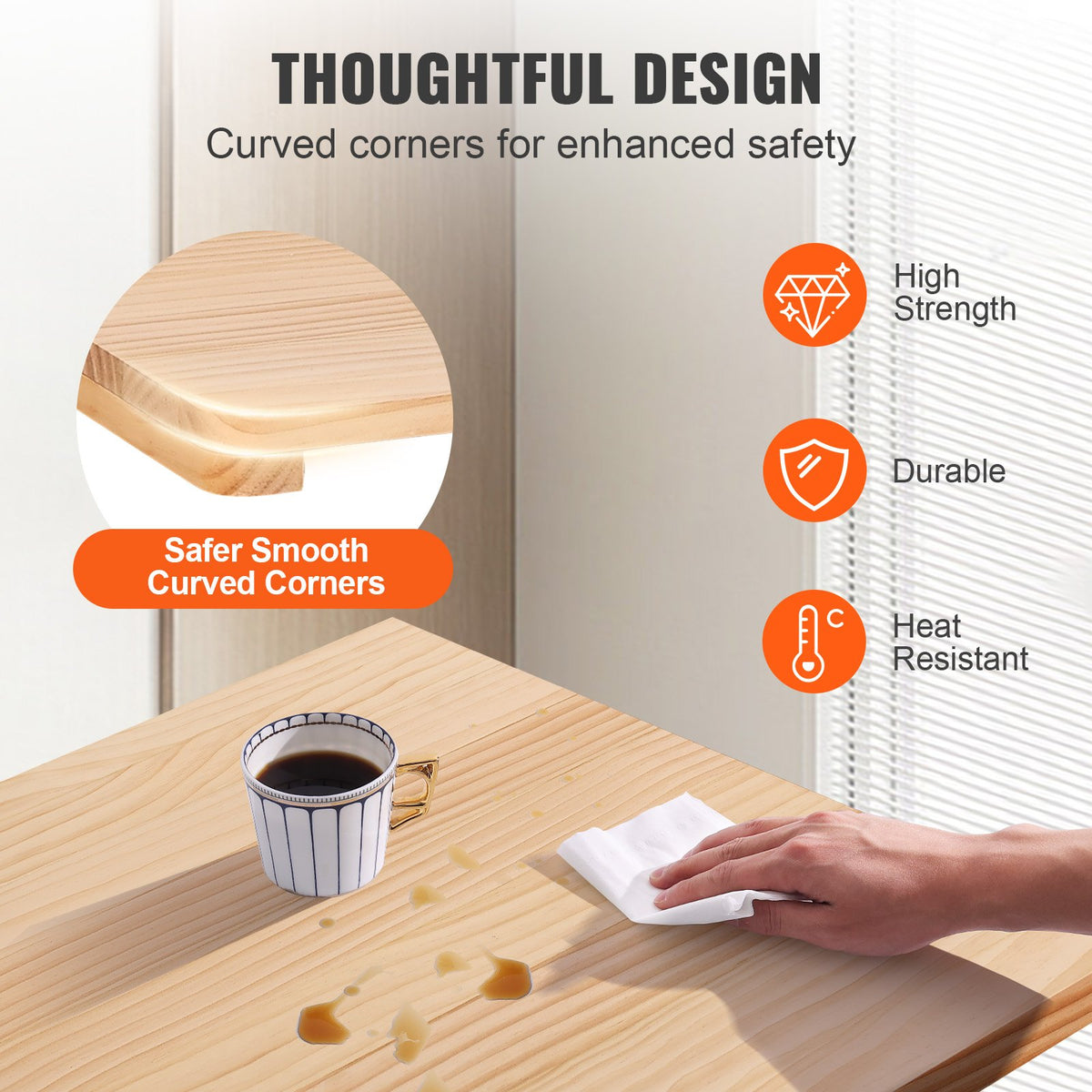 Wall Mounted Folding Table Solid Wood Drop Leaf Floating Desk 31.5x23.58in